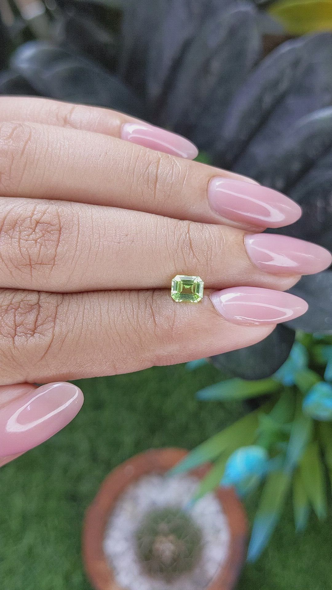 0.59 Ct. Green (Lime Green) Peridot from Tanzania Size Video