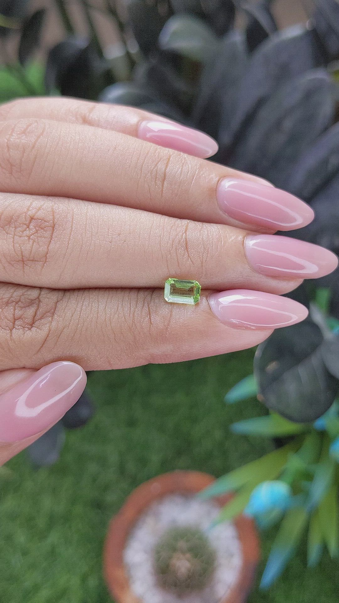 0.66 Ct. Green (Lime Green) Peridot from Tanzania Size Video