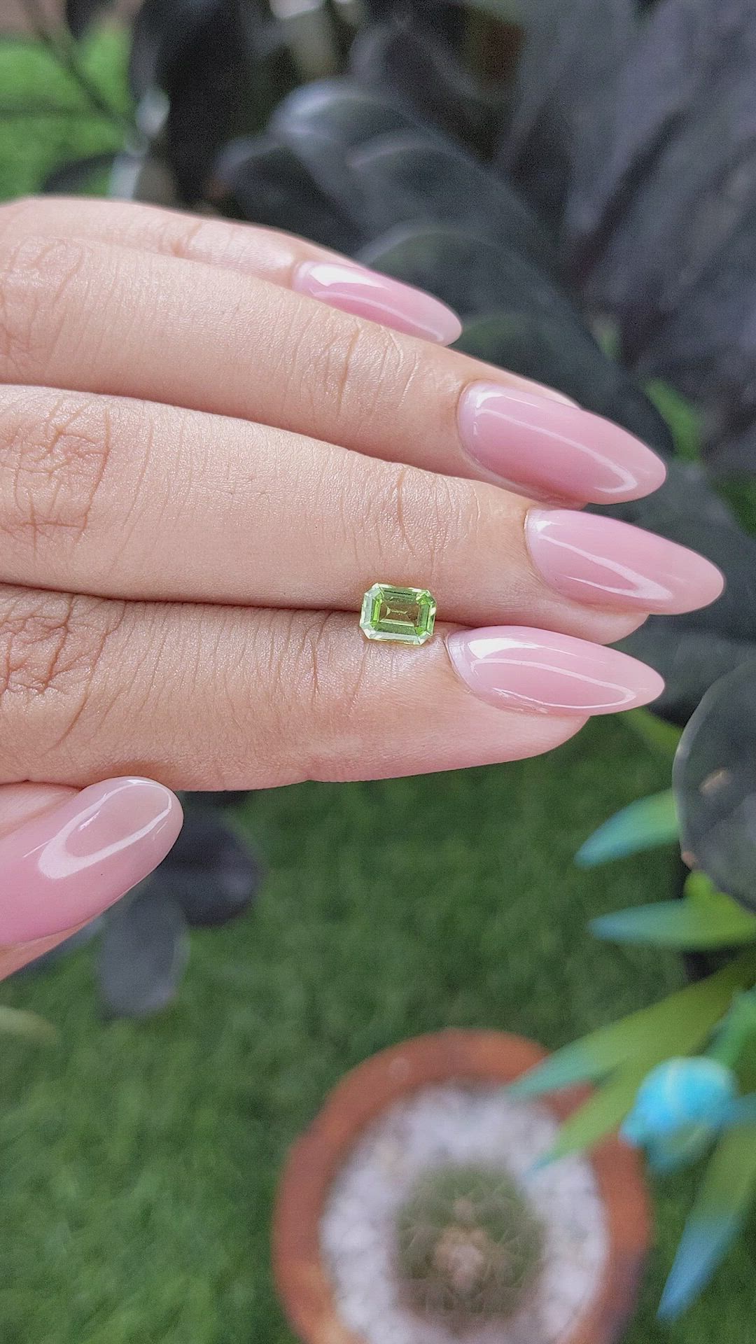 0.56 Ct. Green (Lime Green) Peridot from Tanzania Size Video
