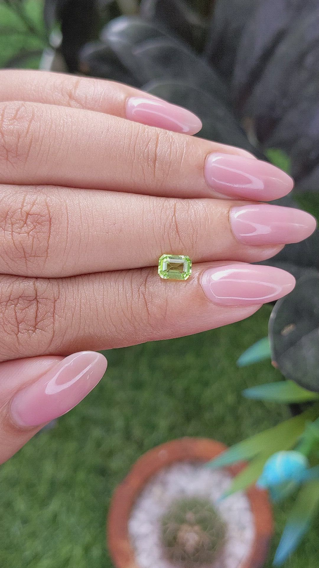 0.65 Ct. Green (Lime Green) Peridot from Tanzania Size Video