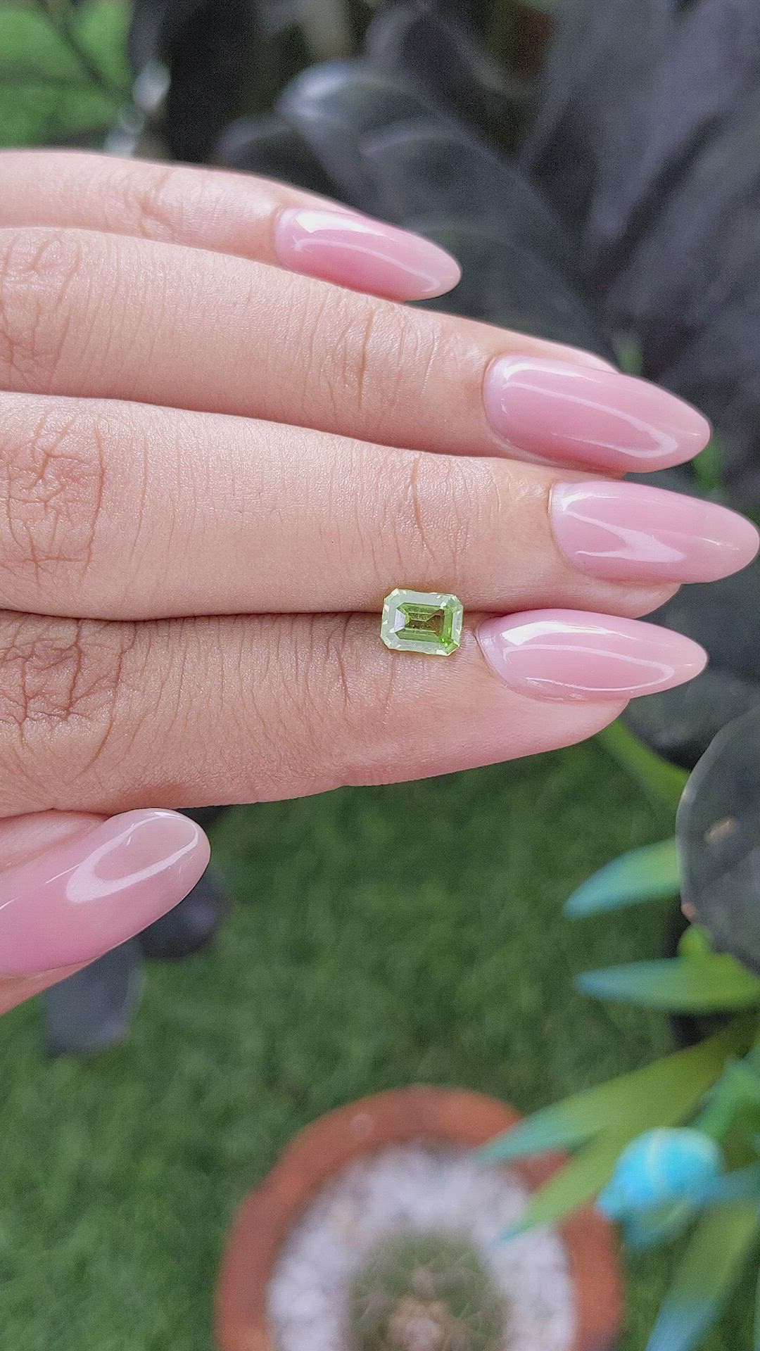 0.63 Ct. Green (Lime Green) Peridot from Tanzania Size Video