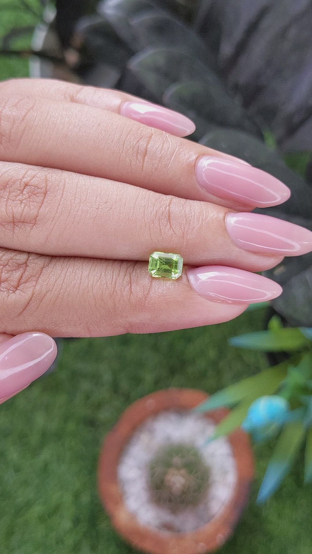 0.82 Ct. Green (Lime Green) Peridot from Tanzania Size Video