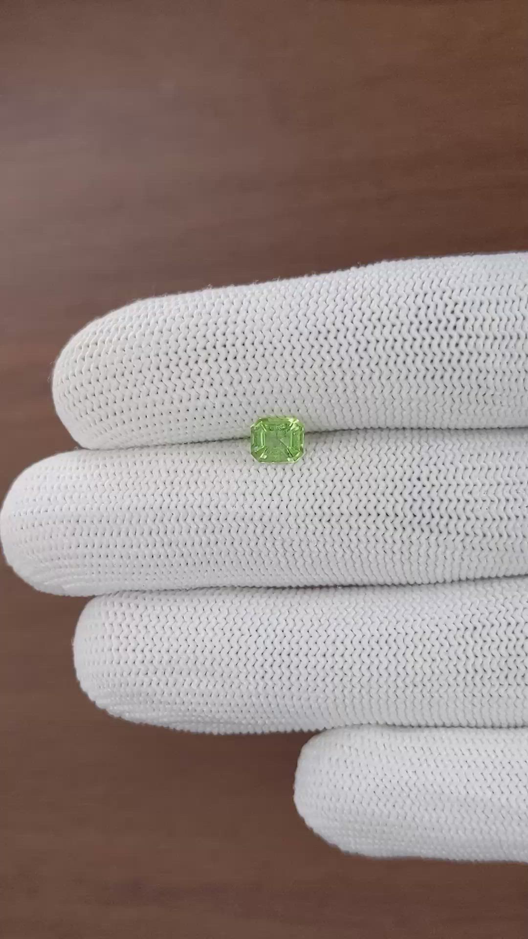 0.78 Ct. Green (Lime Green) Peridot from Tanzania Size Video