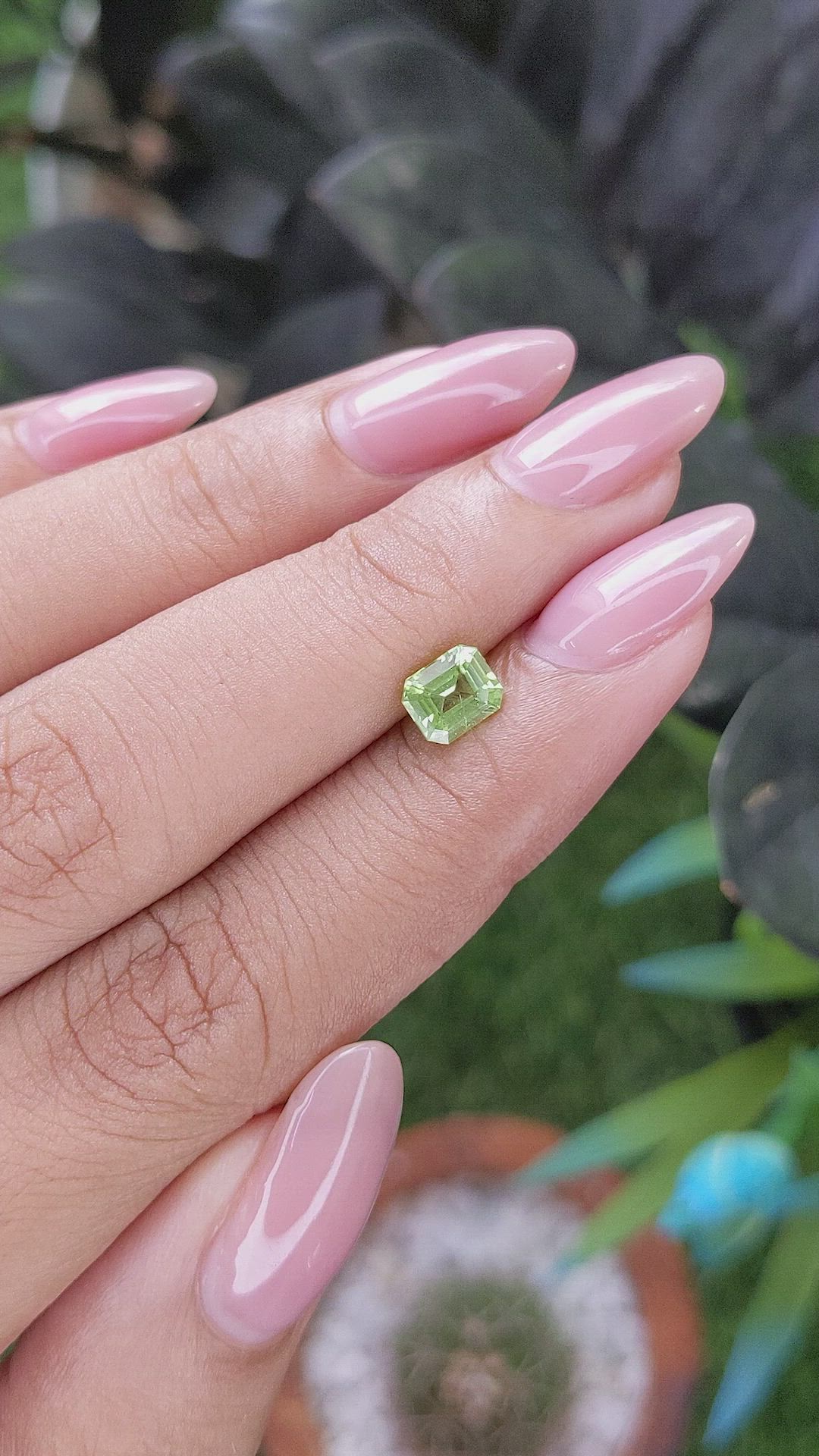 0.78 Ct. Green (Lime Green) Peridot from Tanzania Size Video