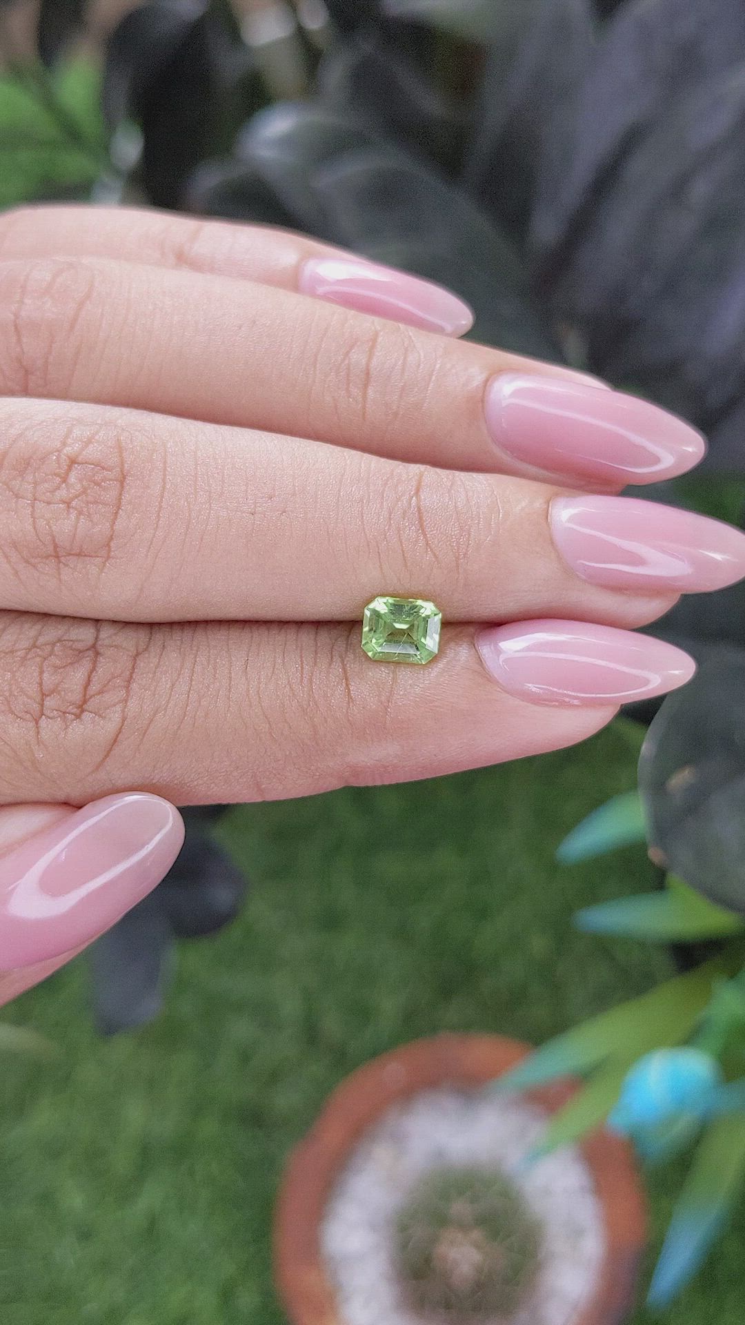 0.78 Ct. Green (Lime Green) Peridot from Tanzania Size Video