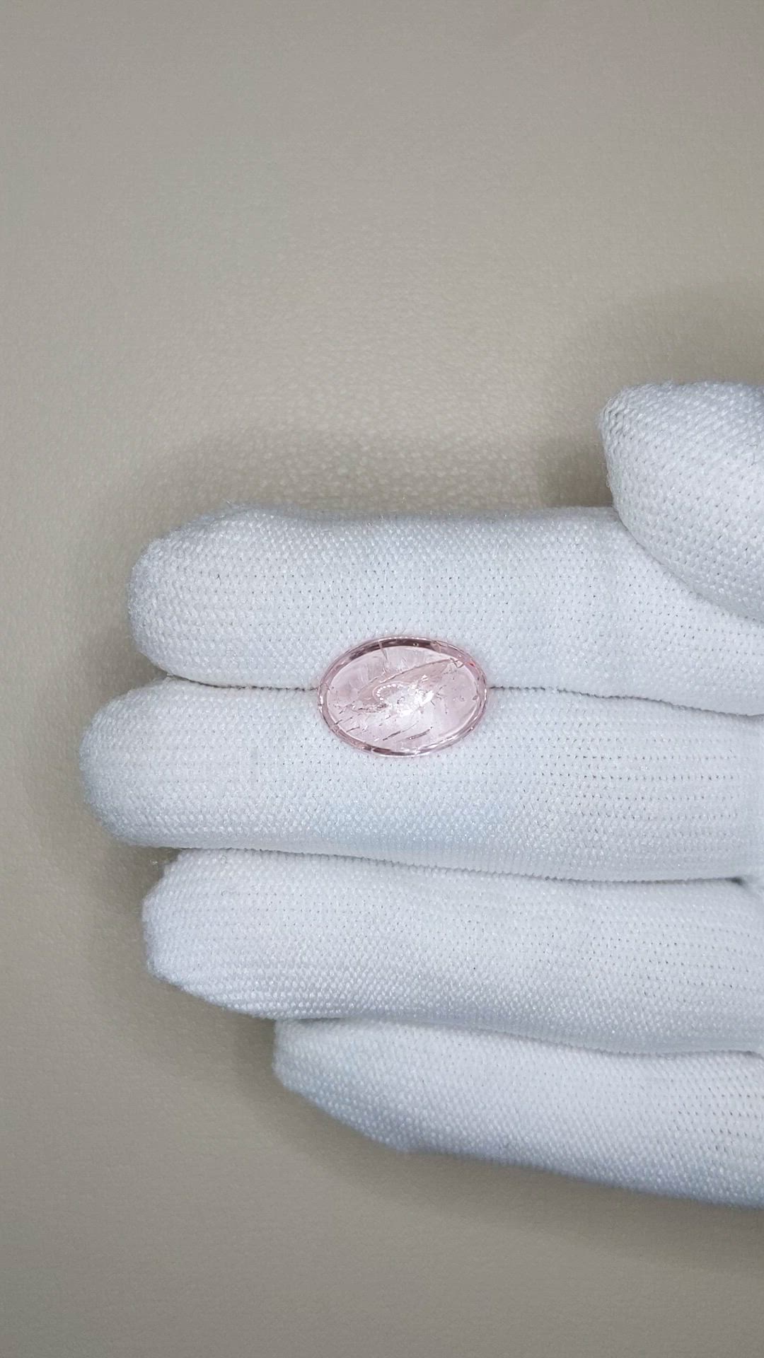5.70 Ct. Pink Cabochon Morganite from Brazil Size Video