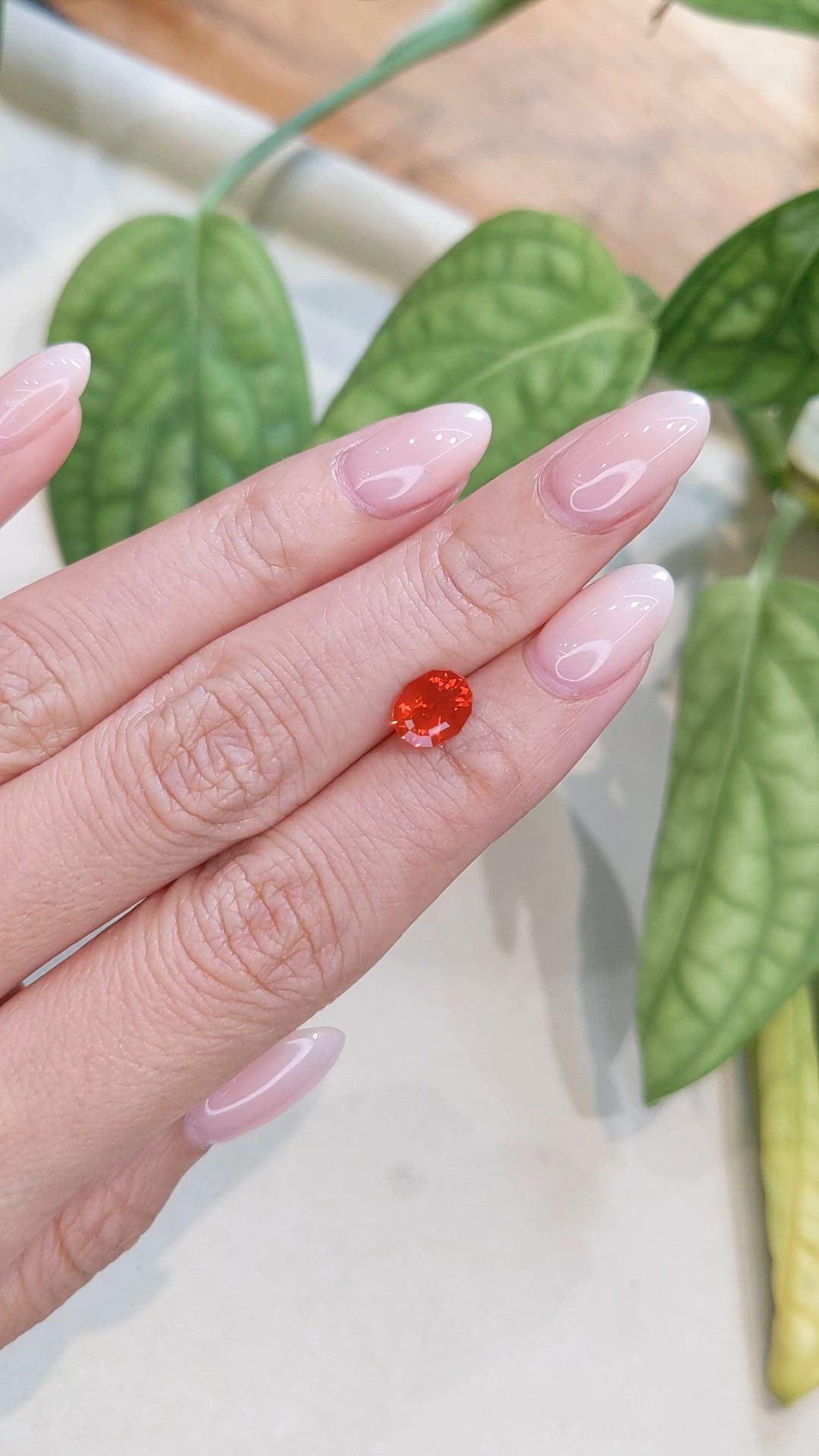 0.93 Ct. Orange Fire Opal (Flame Opal) from Mexico Size Video