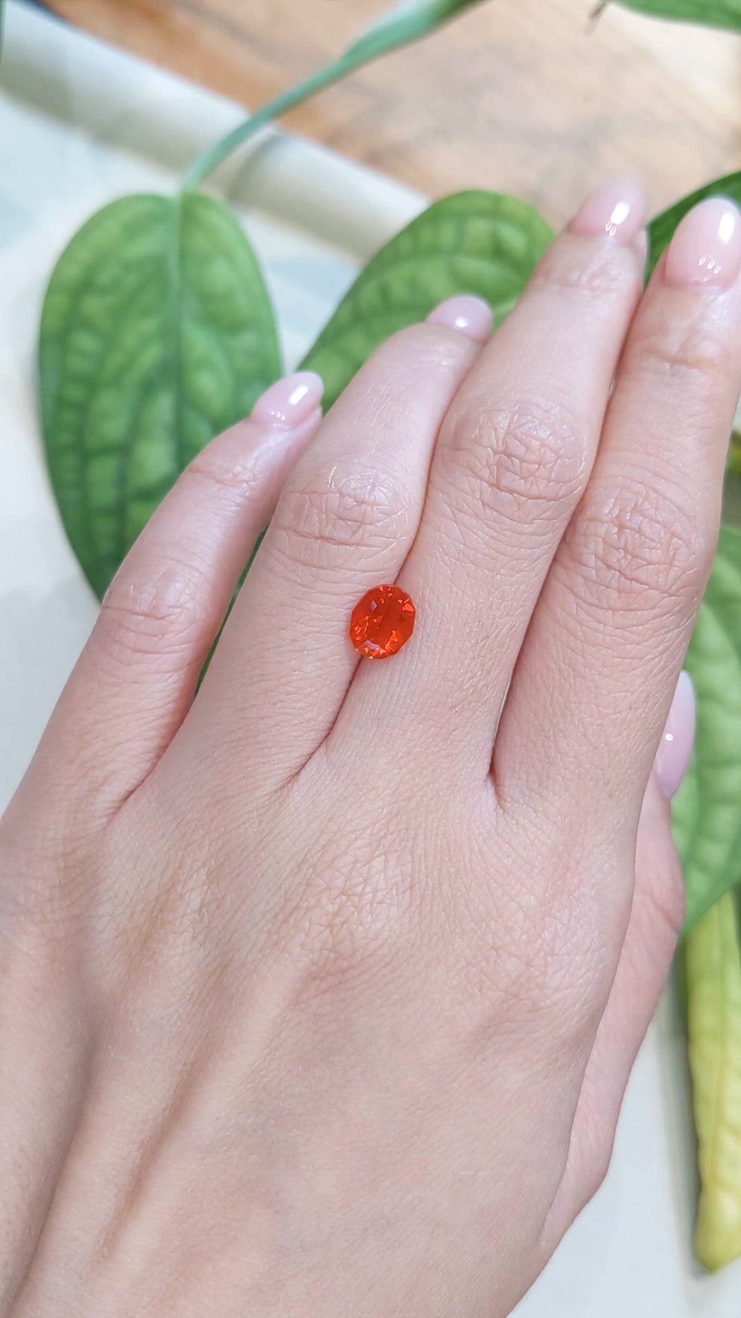 0.93 Ct. Orange Fire Opal (Flame Opal) from Mexico Size Video