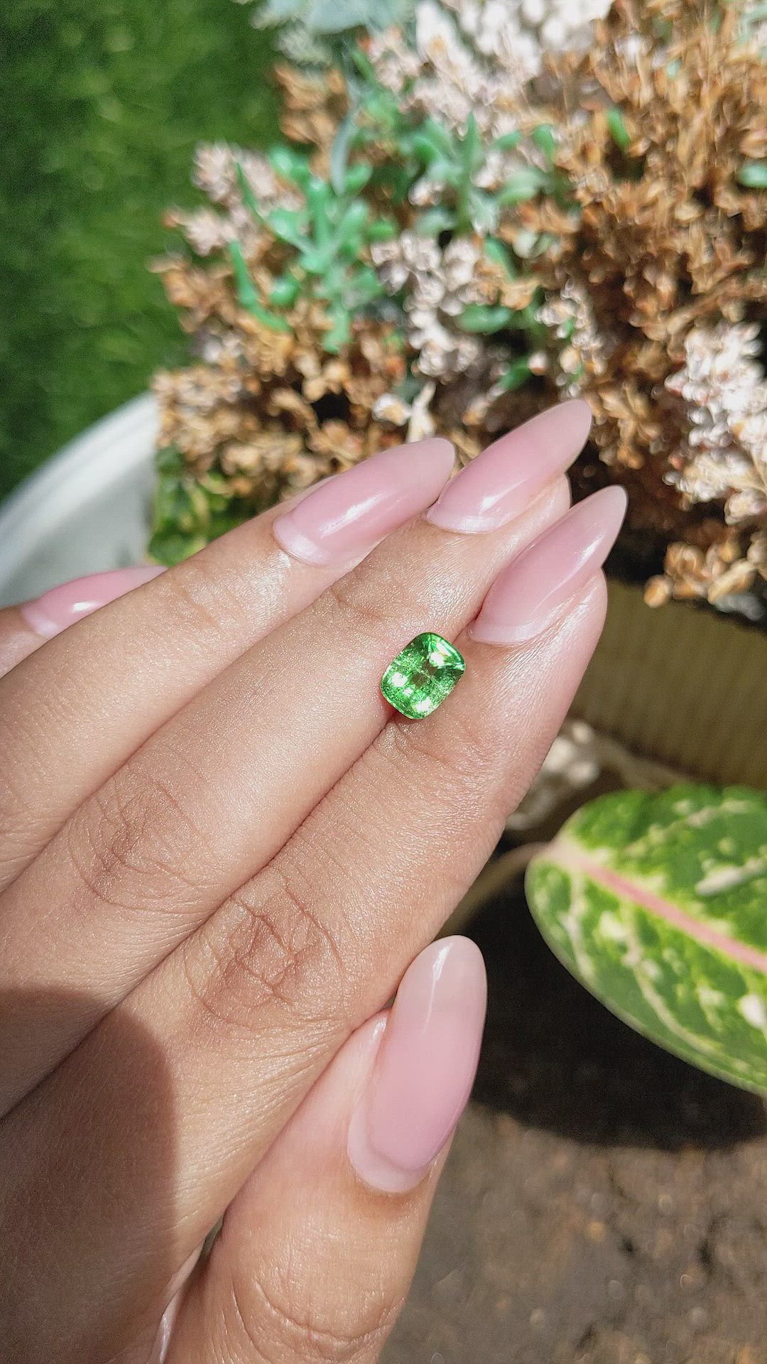 1.22 Ct. Tsavorite Garnet from Tanzania Size Video