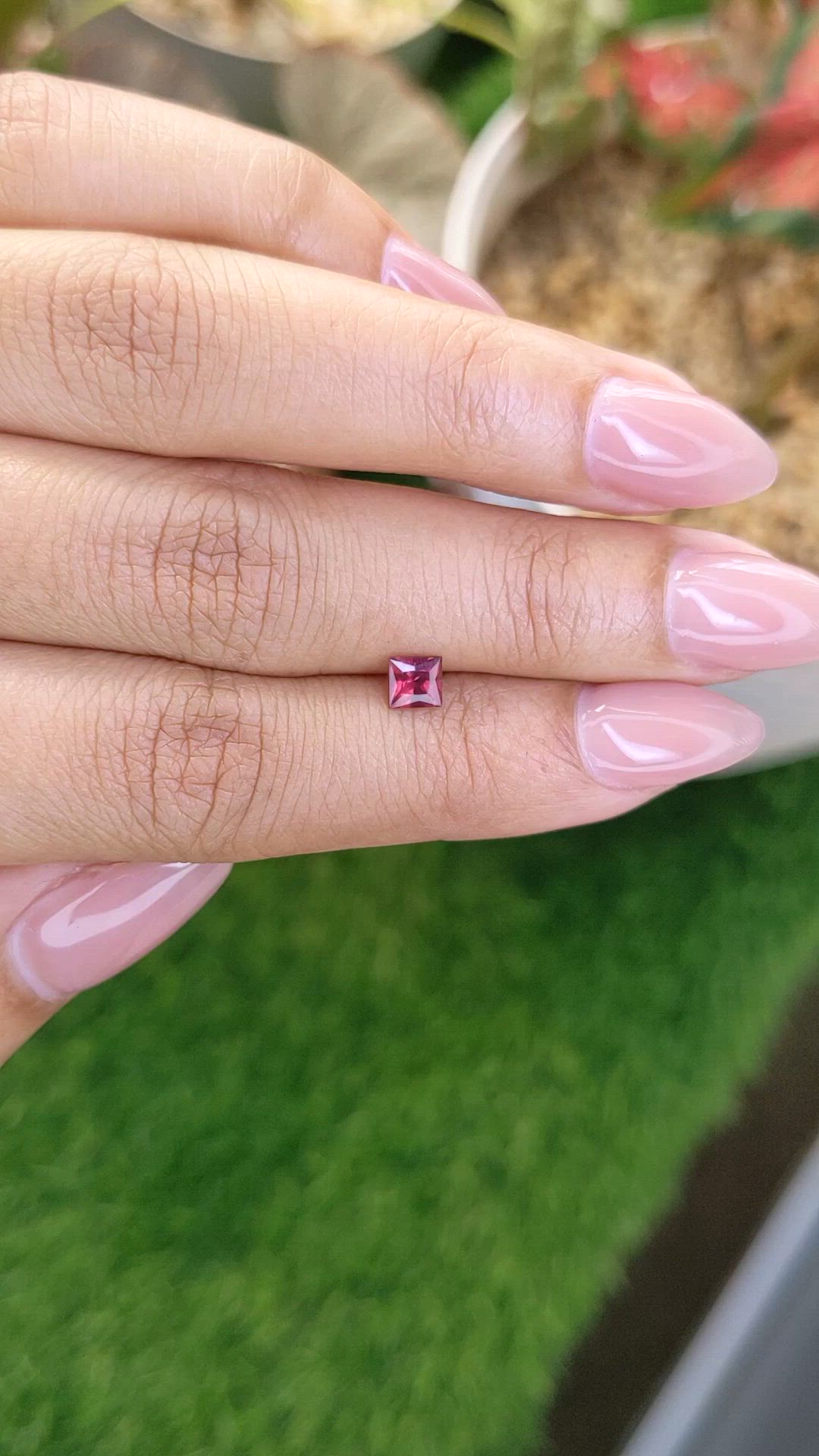 0.49 Ct. Purplish Red Rhodolite Garnet from Ceylon (Sri Lanka) Size Video