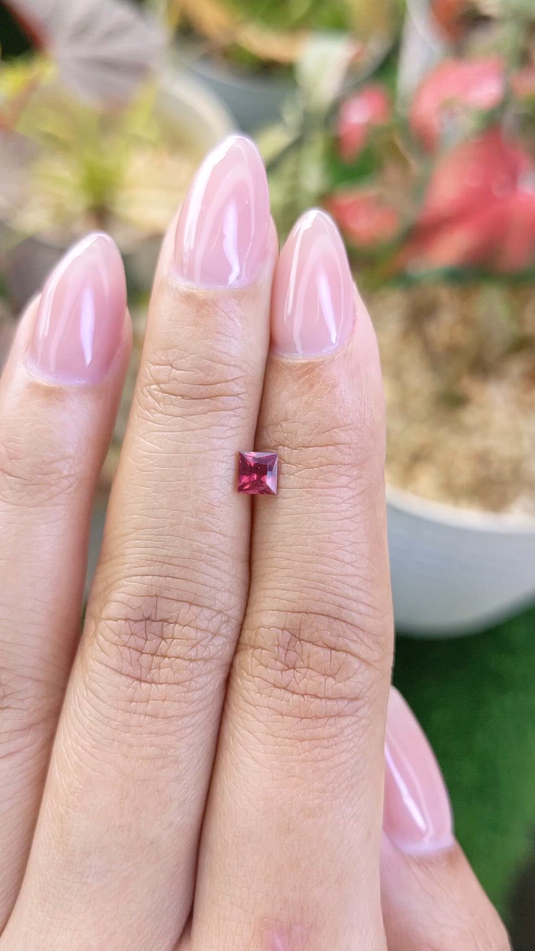 0.49 Ct. Purplish Red Rhodolite Garnet from Ceylon (Sri Lanka) Size Video