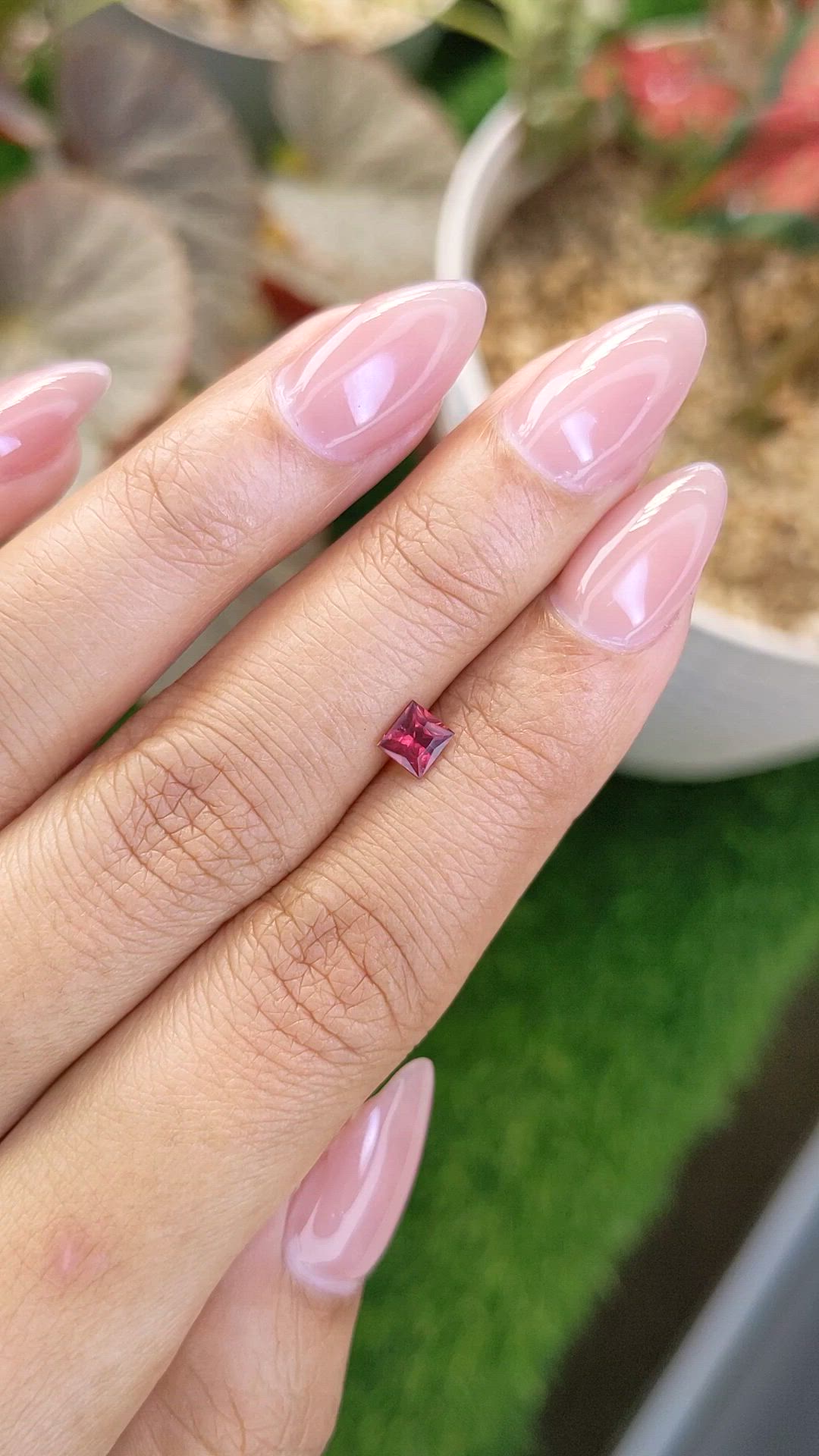 0.49 Ct. Purplish Red Rhodolite Garnet from Ceylon (Sri Lanka) Size Video