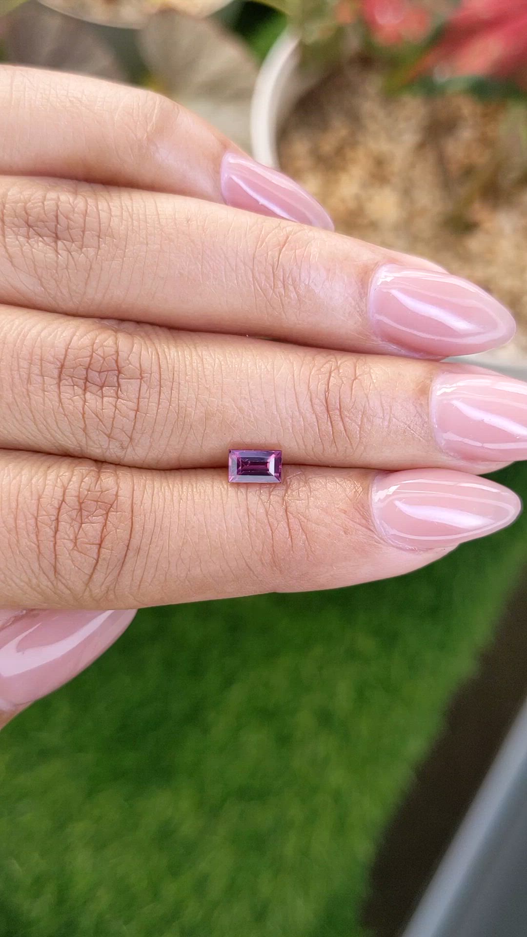 0.74 Ct. Pinkish Purple Rhodolite Garnet from Ceylon (Sri Lanka) Size Video