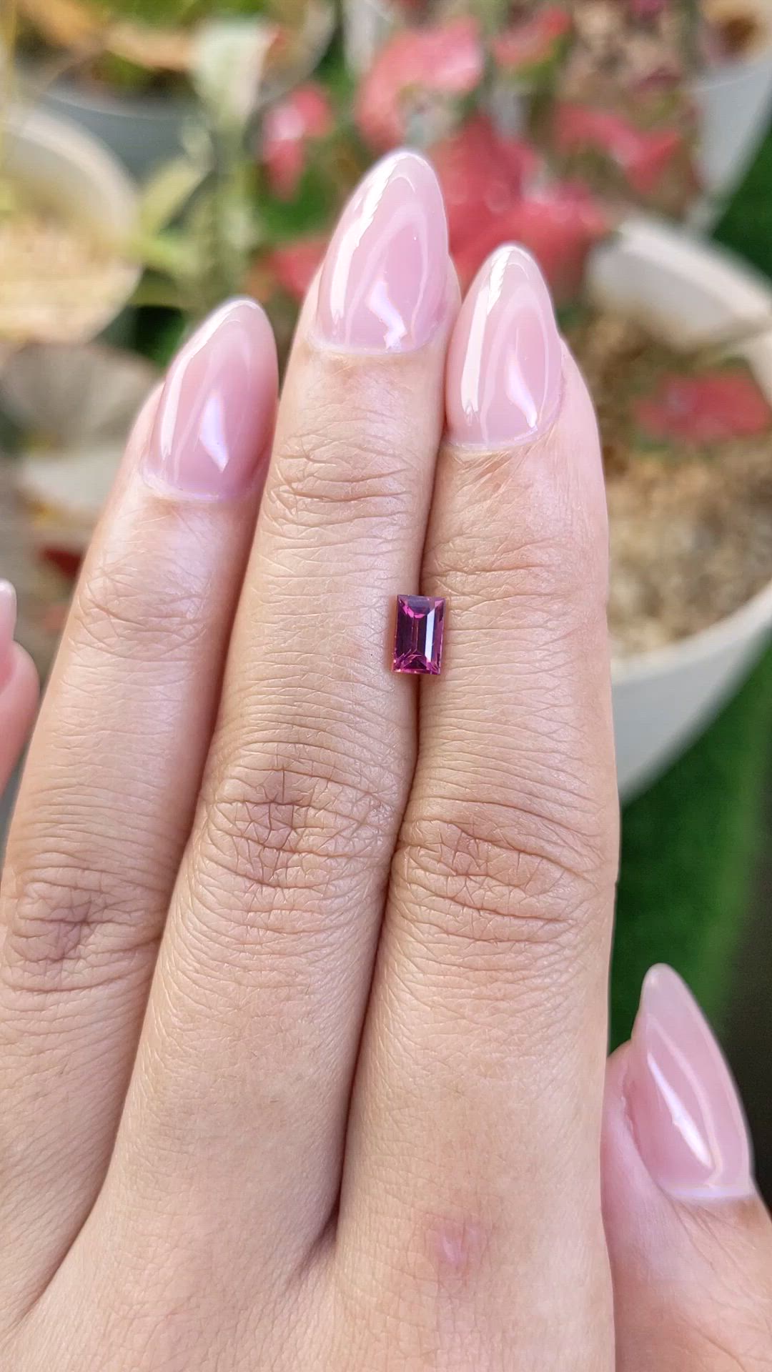 0.74 Ct. Pinkish Purple Rhodolite Garnet from Ceylon (Sri Lanka) Size Video