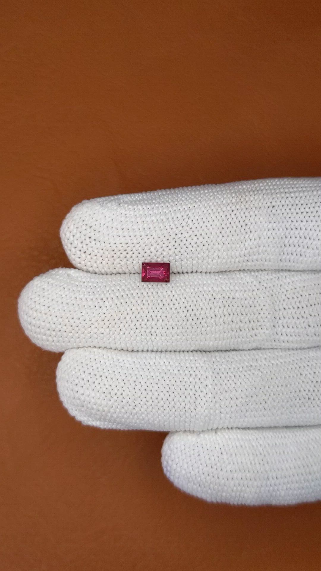 0.83 Ct. Purplish Red Rhodolite Garnet from Ceylon (Sri Lanka) Size Video