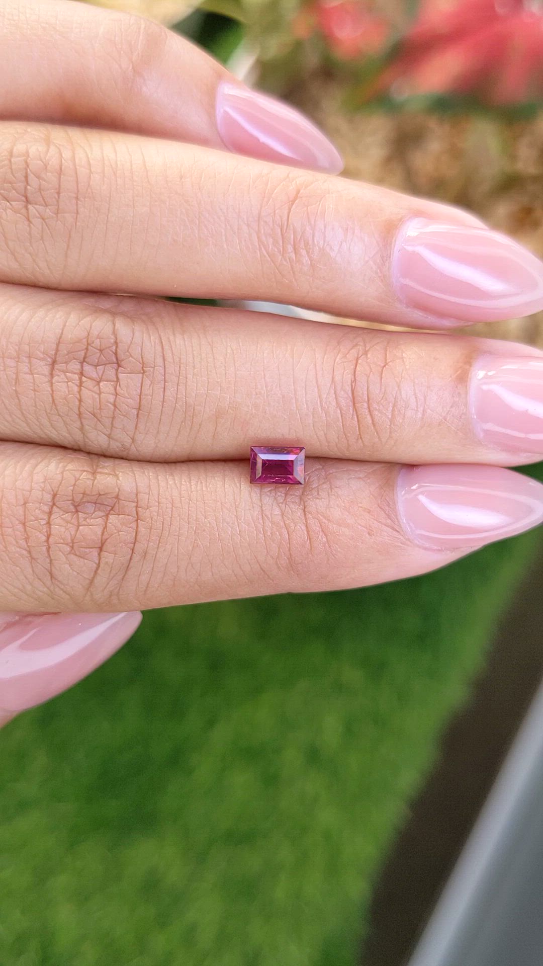 0.83 Ct. Purplish Red Rhodolite Garnet from Ceylon (Sri Lanka) Size Video