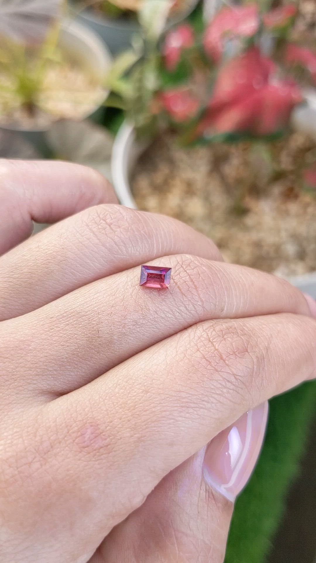 0.83 Ct. Purplish Red Rhodolite Garnet from Ceylon (Sri Lanka) Size Video