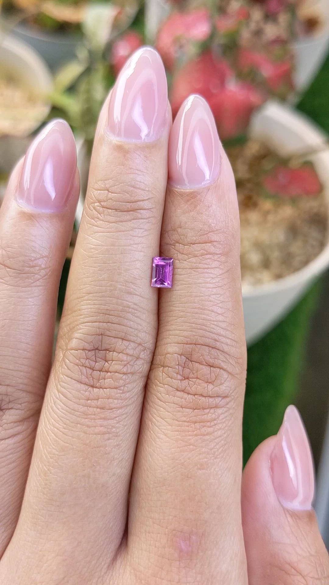 0.49 Ct. Pinkish Purple Rhodolite Garnet from Ceylon (Sri Lanka) Size Video