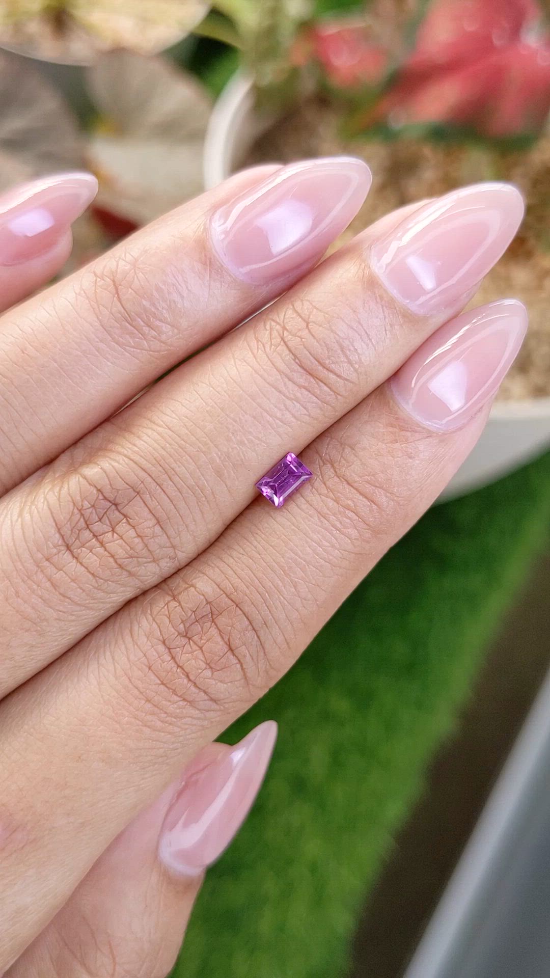 0.49 Ct. Pinkish Purple Rhodolite Garnet from Ceylon (Sri Lanka) Size Video