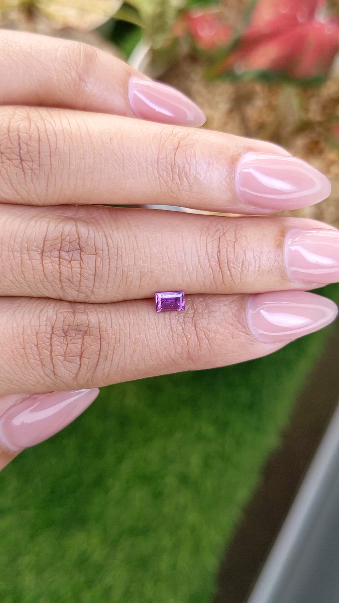 0.49 Ct. Pinkish Purple Rhodolite Garnet from Ceylon (Sri Lanka) Size Video