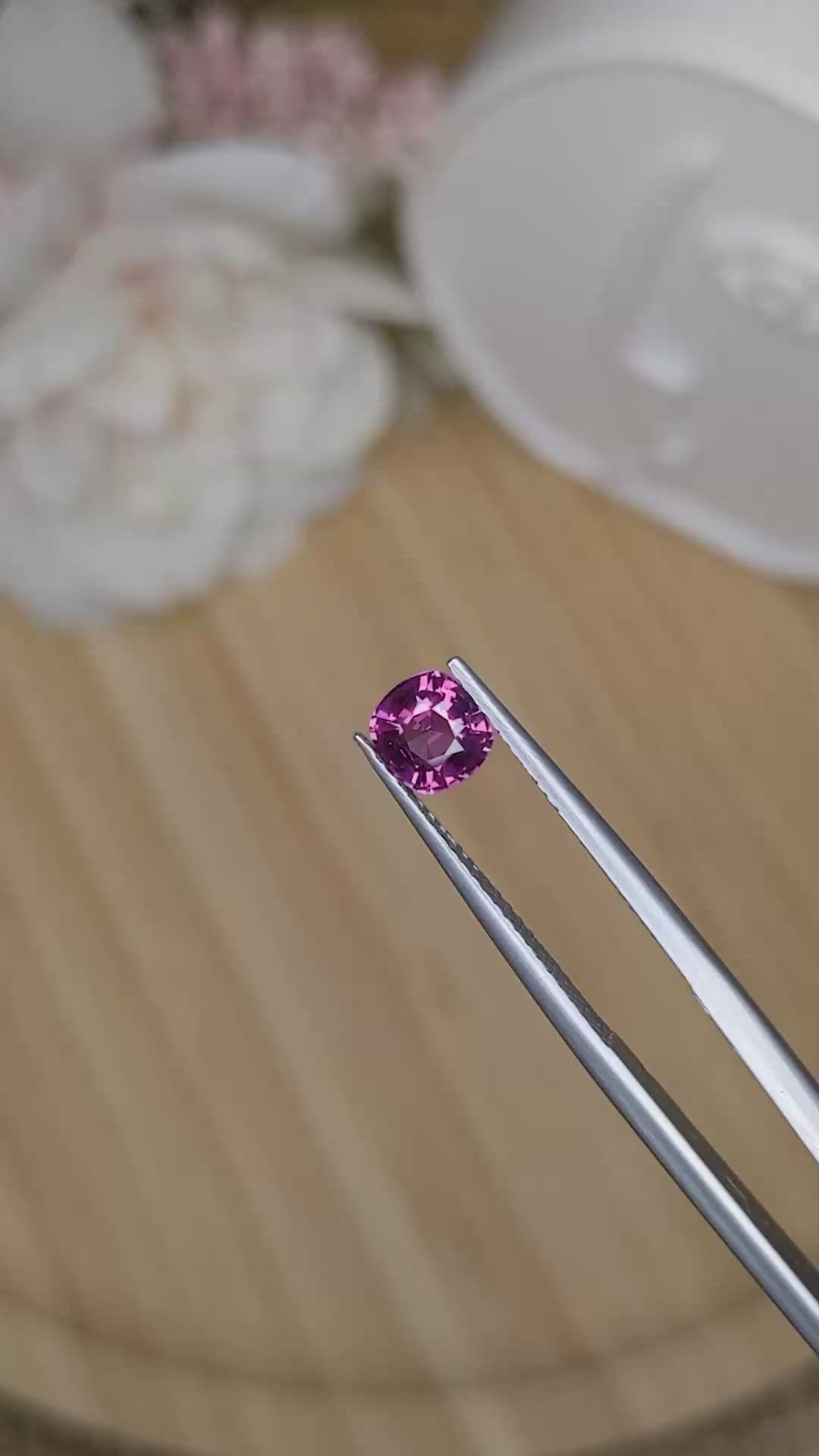 0.89 Ct. Purplish Pink Rhodolite Garnet from Ceylon (Sri Lanka) Size Video