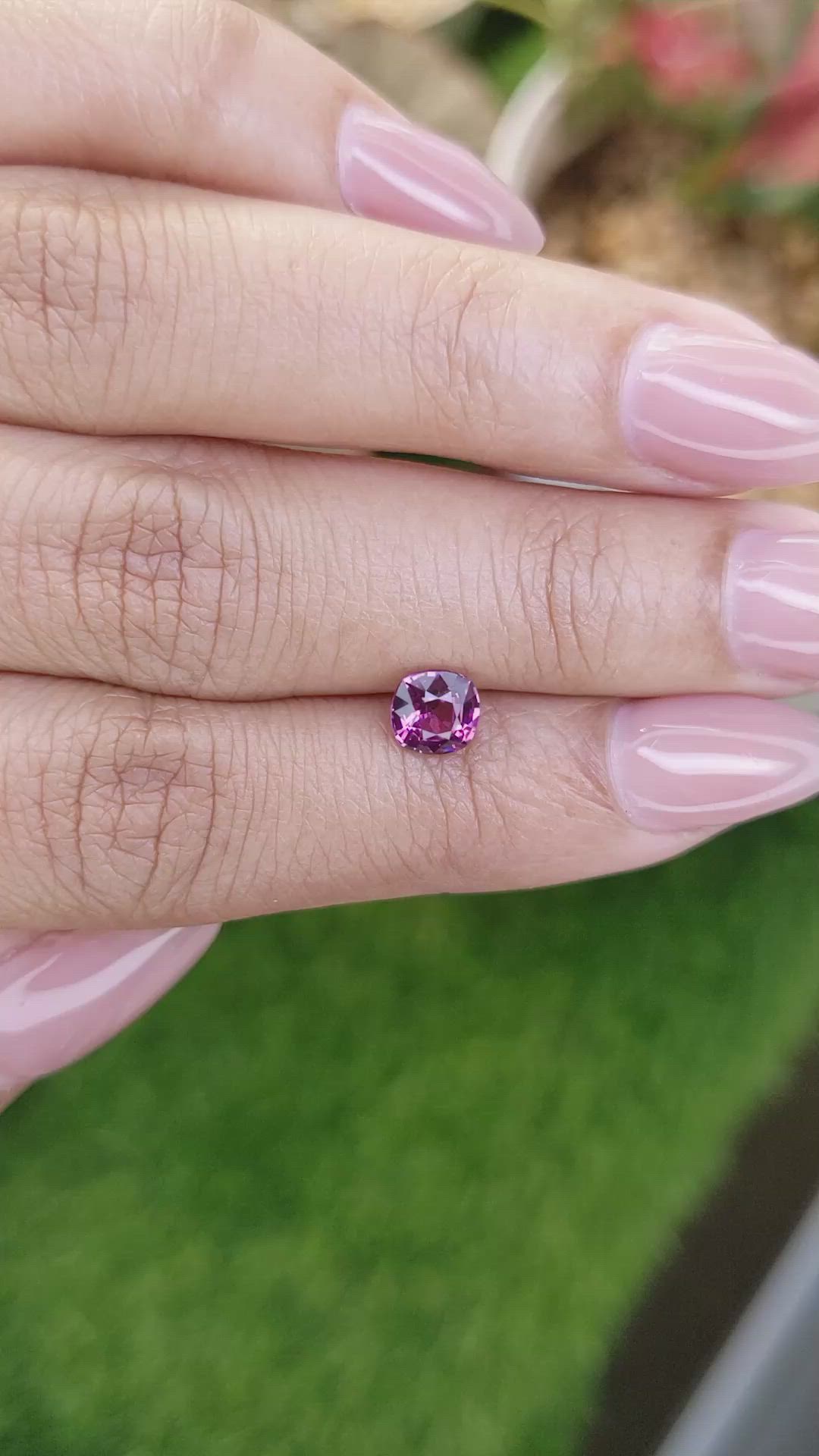 0.89 Ct. Purplish Pink Rhodolite Garnet from Ceylon (Sri Lanka) Size Video