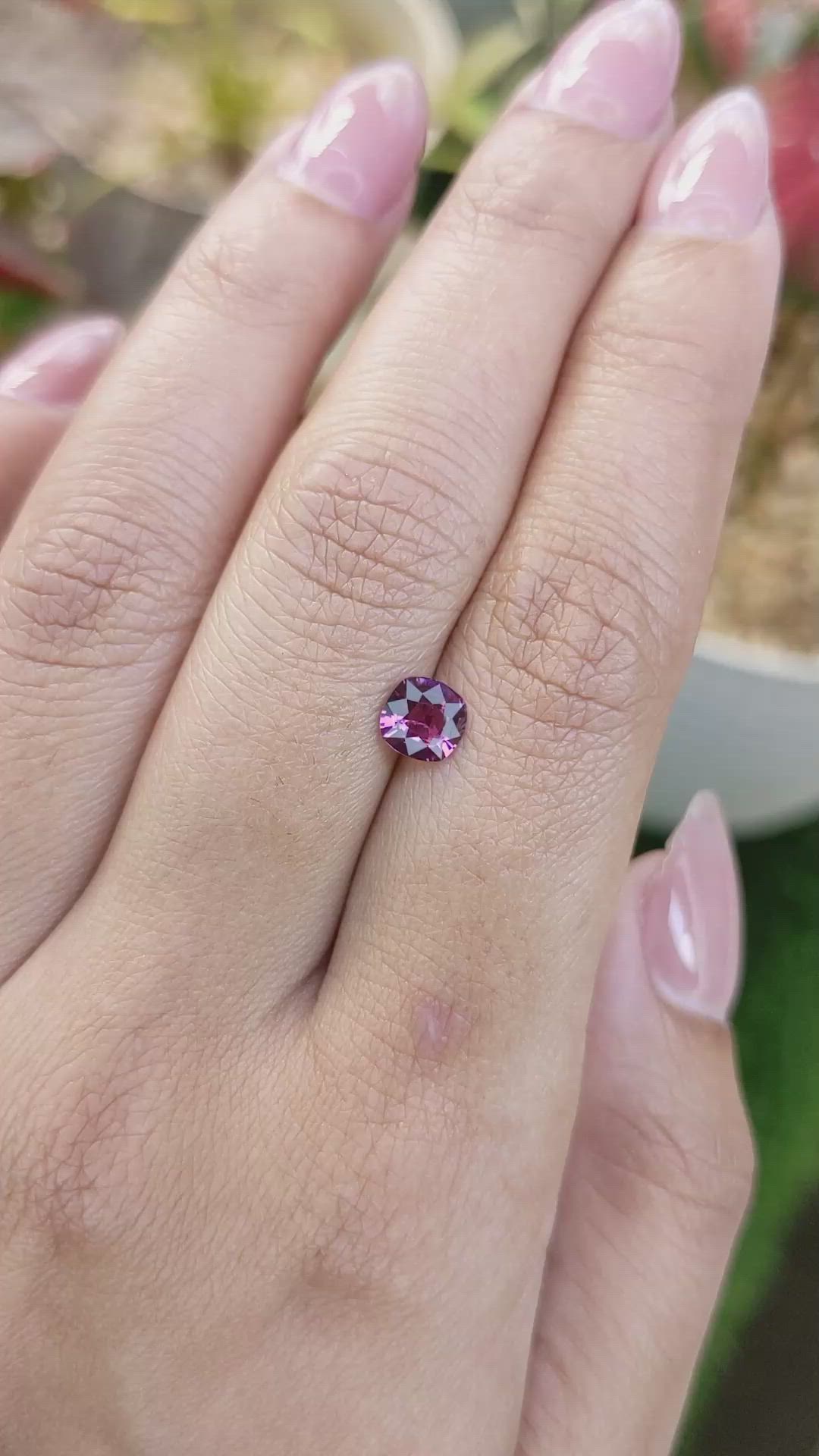 0.89 Ct. Purplish Pink Rhodolite Garnet from Ceylon (Sri Lanka) Size Video