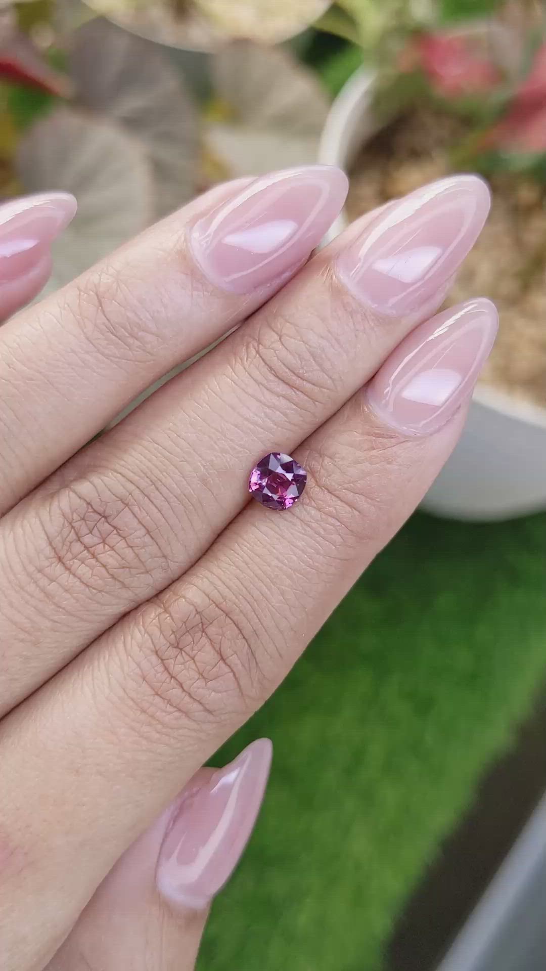 0.89 Ct. Purplish Pink Rhodolite Garnet from Ceylon (Sri Lanka) Size Video