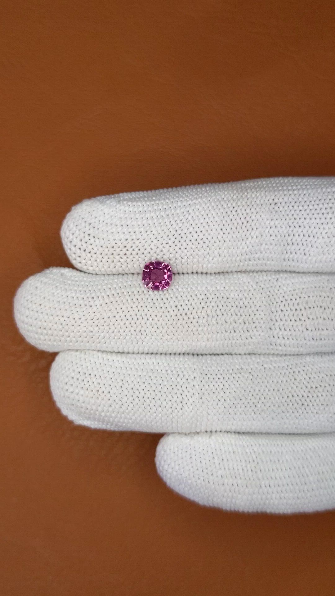 0.89 Ct. Purplish Pink Rhodolite Garnet from Ceylon (Sri Lanka) Size Video