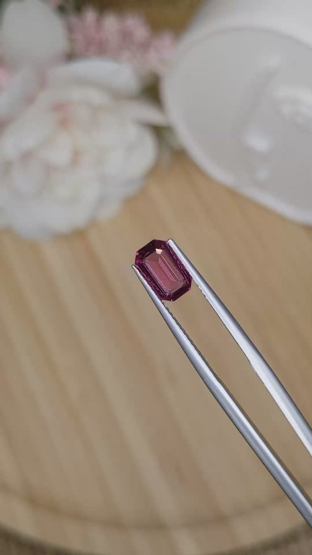 1.43 Ct. Purplish Pink Rhodolite Garnet from Ceylon (Sri Lanka) Size Video