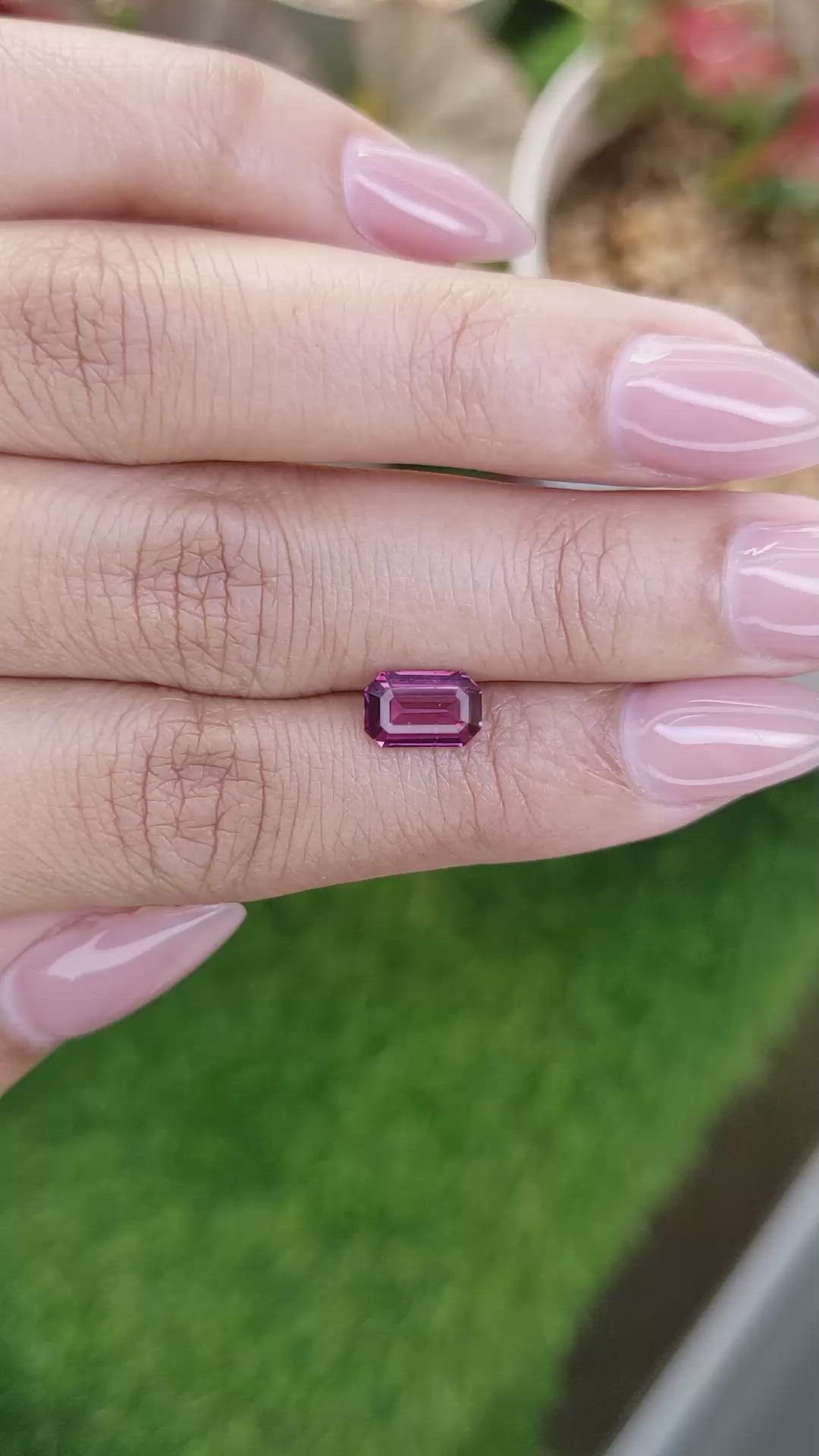 1.43 Ct. Purplish Pink Rhodolite Garnet from Ceylon (Sri Lanka) Size Video
