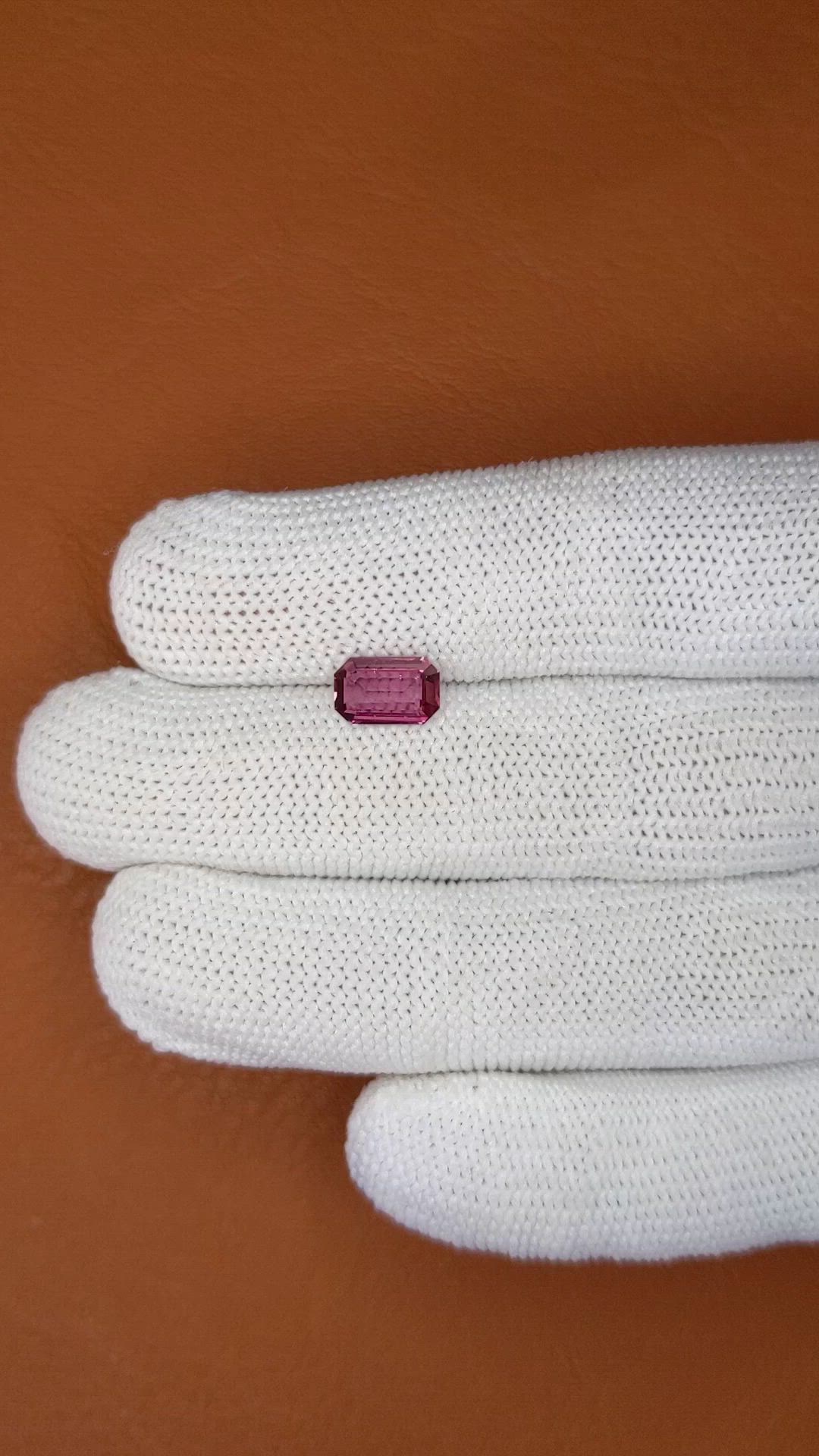 1.43 Ct. Purplish Pink Rhodolite Garnet from Ceylon (Sri Lanka) Size Video