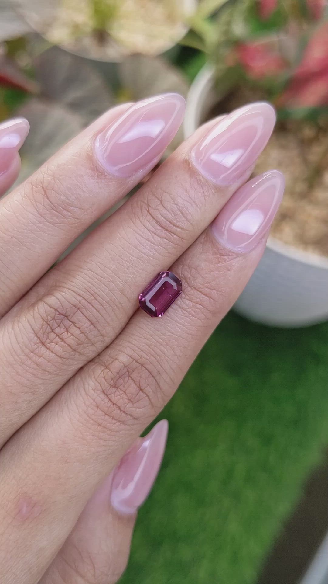 1.43 Ct. Purplish Pink Rhodolite Garnet from Ceylon (Sri Lanka) Size Video