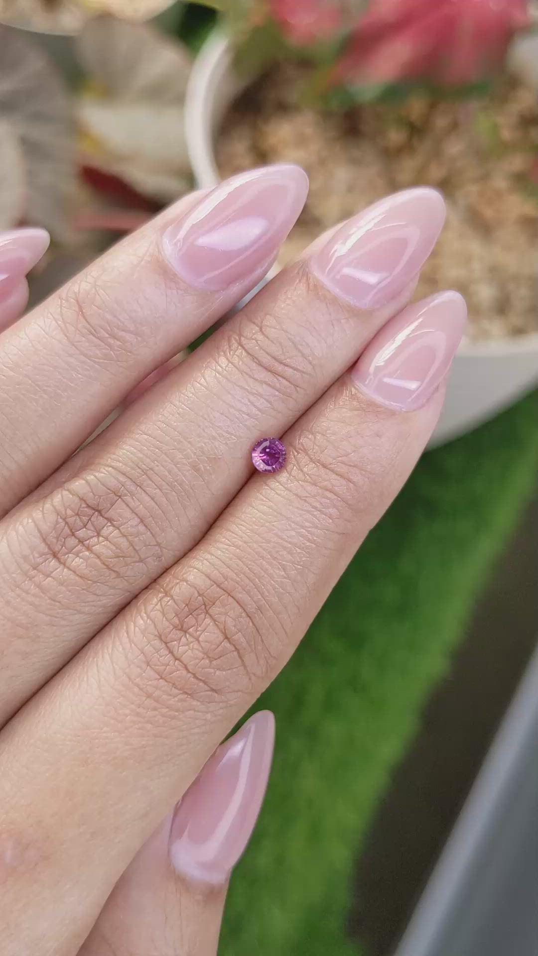 0.33 Ct. Purplish Pink Rhodolite Garnet from Ceylon (Sri Lanka) Size Video
