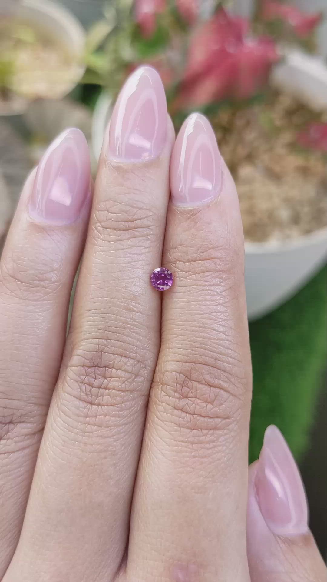 0.33 Ct. Purplish Pink Rhodolite Garnet from Ceylon (Sri Lanka) Size Video