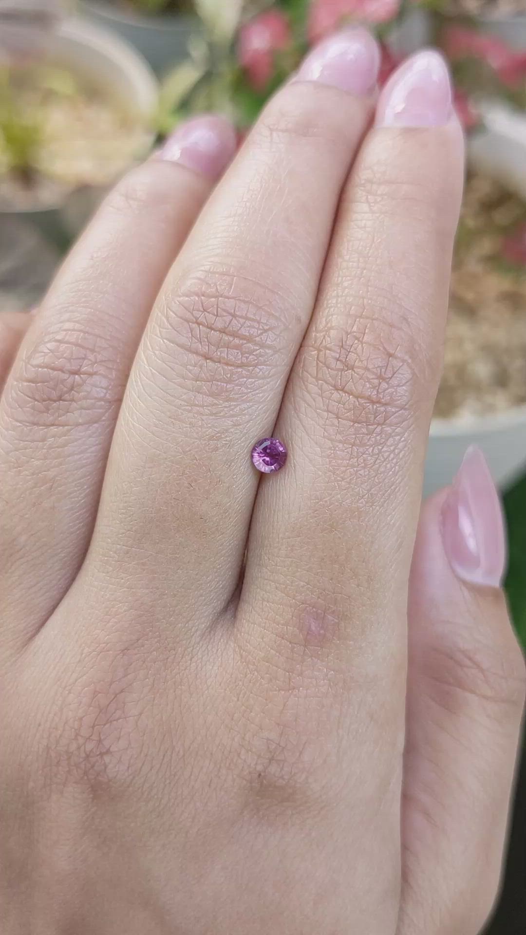 0.33 Ct. Purplish Pink Rhodolite Garnet from Ceylon (Sri Lanka) Size Video