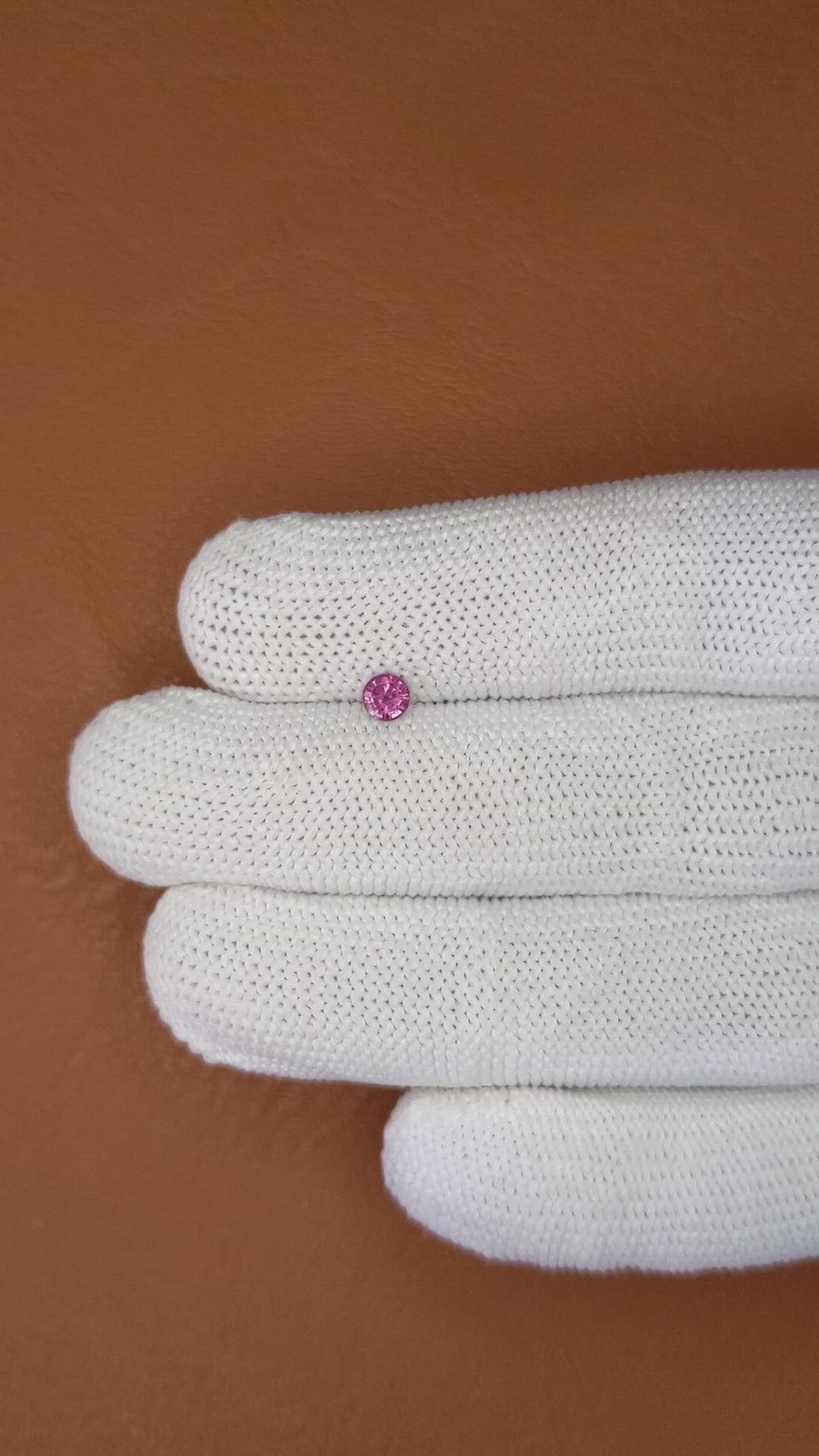 0.33 Ct. Purplish Pink Rhodolite Garnet from Ceylon (Sri Lanka) Size Video