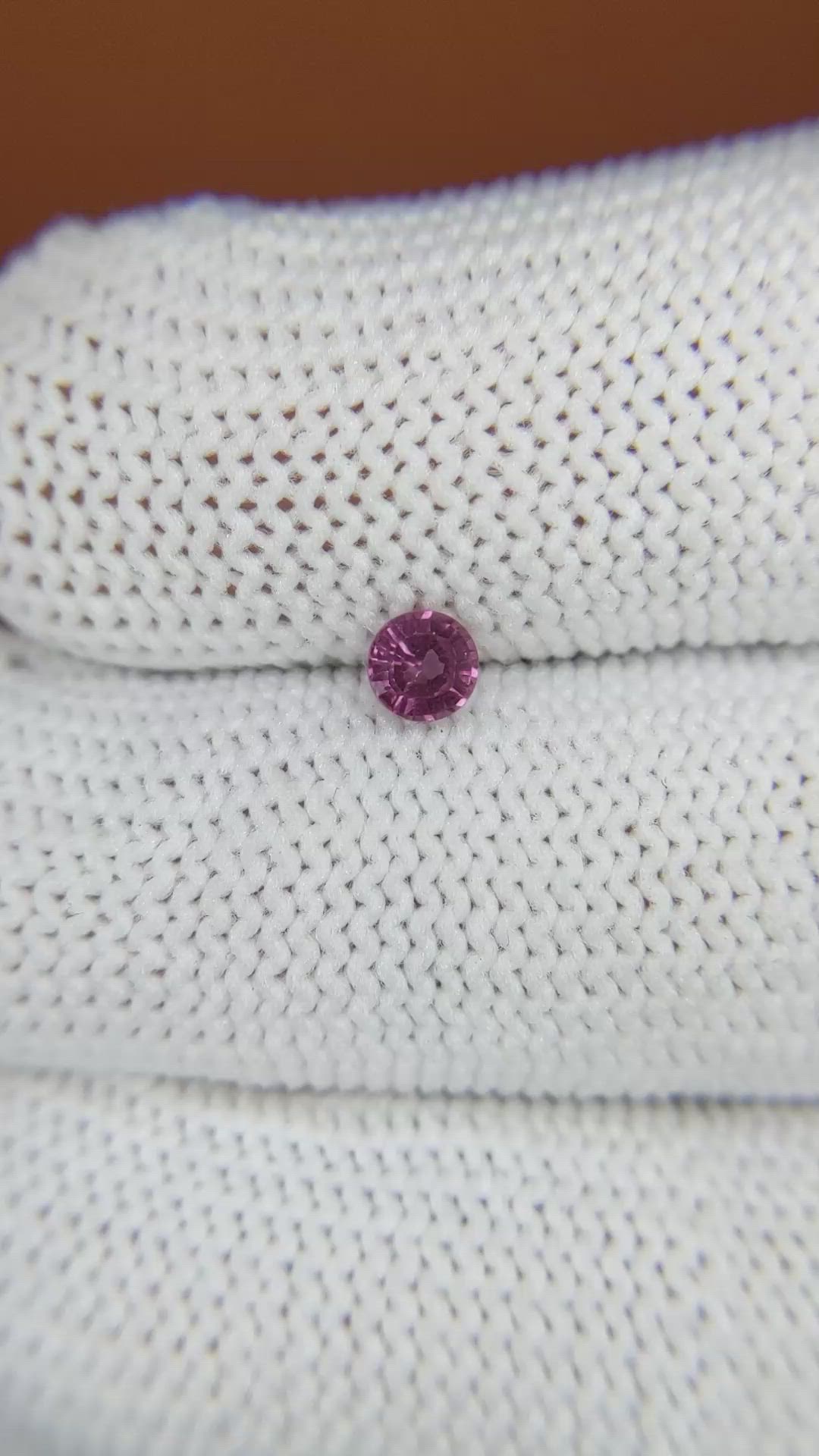 0.33 Ct. Purplish Pink Rhodolite Garnet from Ceylon (Sri Lanka) Size Video