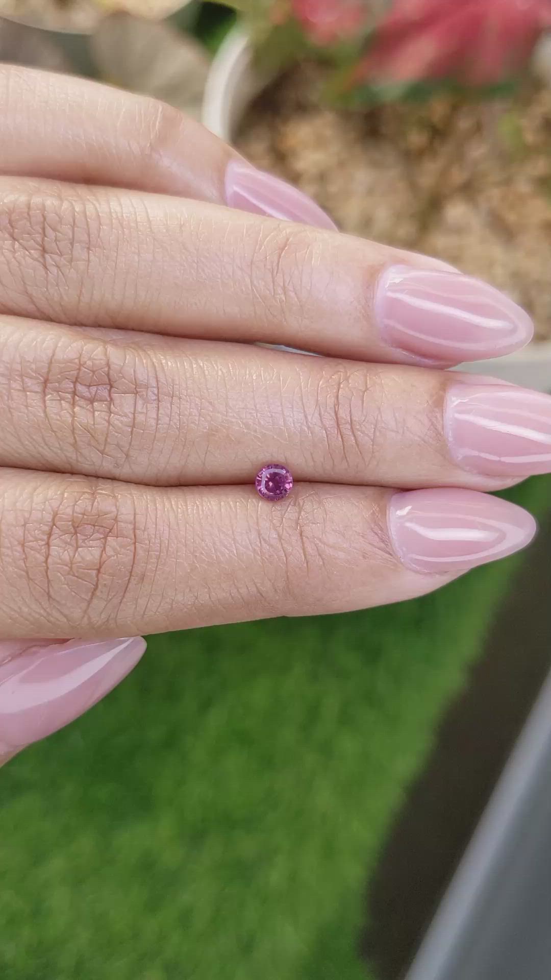 0.33 Ct. Purplish Pink Rhodolite Garnet from Ceylon (Sri Lanka) Size Video