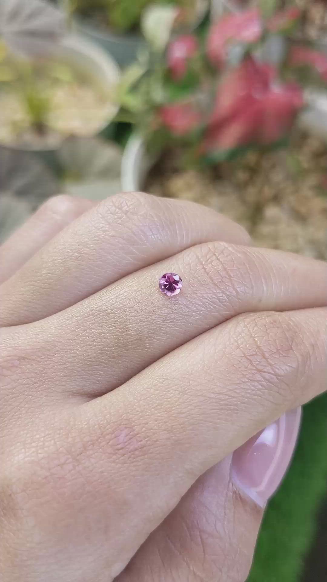 0.31 Ct. Purplish Pink Rhodolite Garnet from Ceylon (Sri Lanka) Size Video