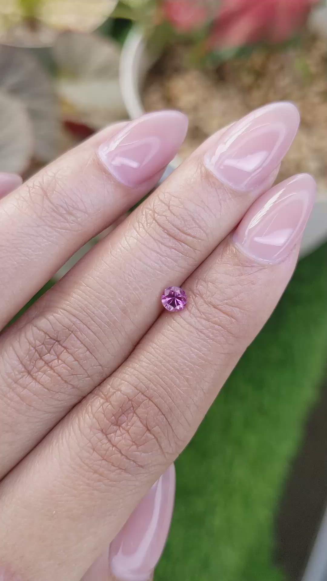 0.31 Ct. Purplish Pink Rhodolite Garnet from Ceylon (Sri Lanka) Size Video