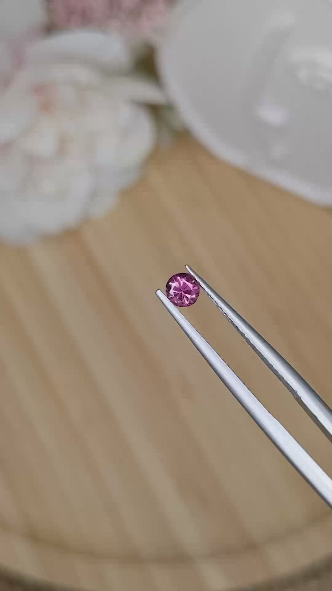 0.31 Ct. Purplish Pink Rhodolite Garnet from Ceylon (Sri Lanka) Size Video