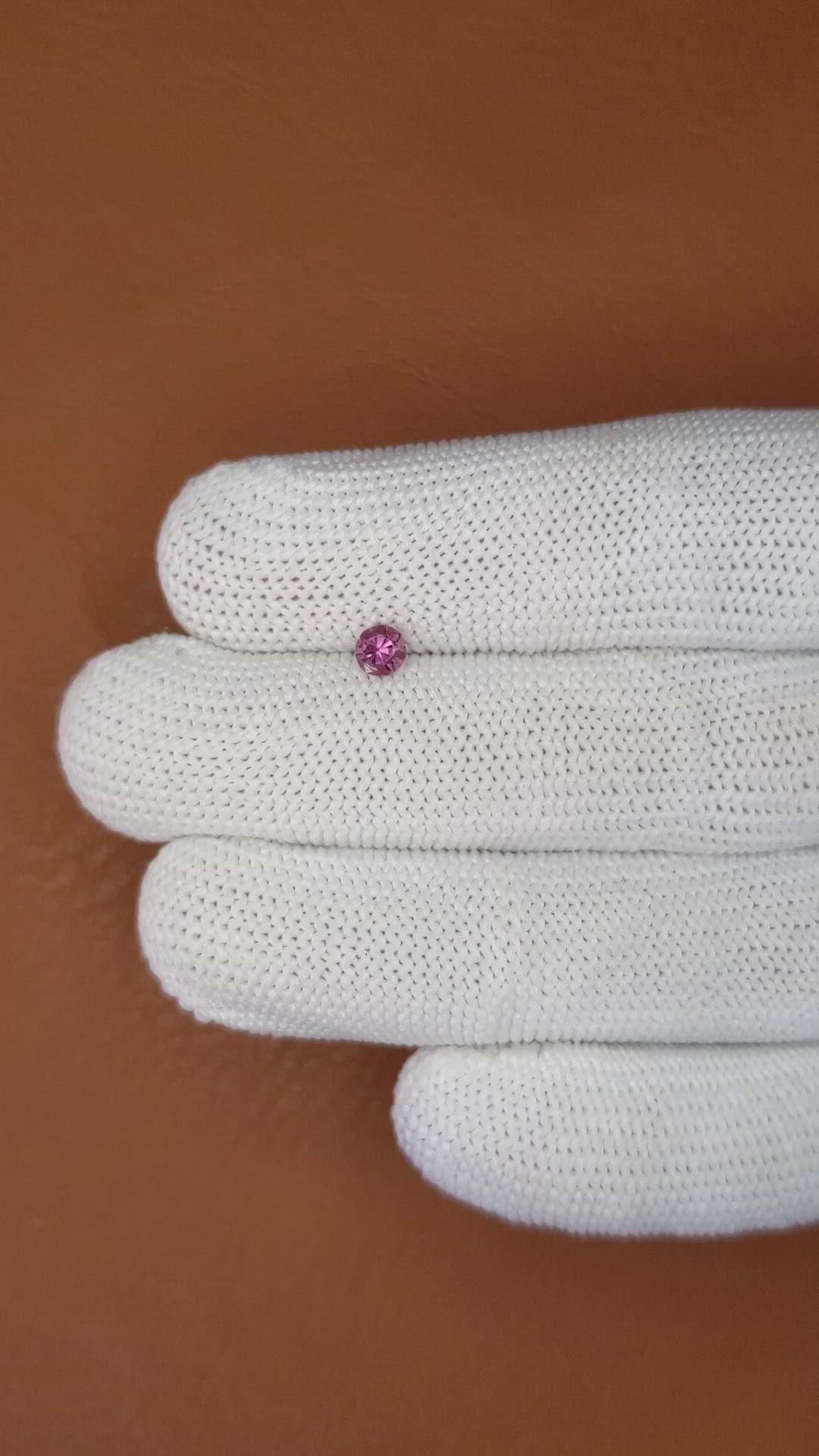 0.31 Ct. Purplish Pink Rhodolite Garnet from Ceylon (Sri Lanka) Size Video