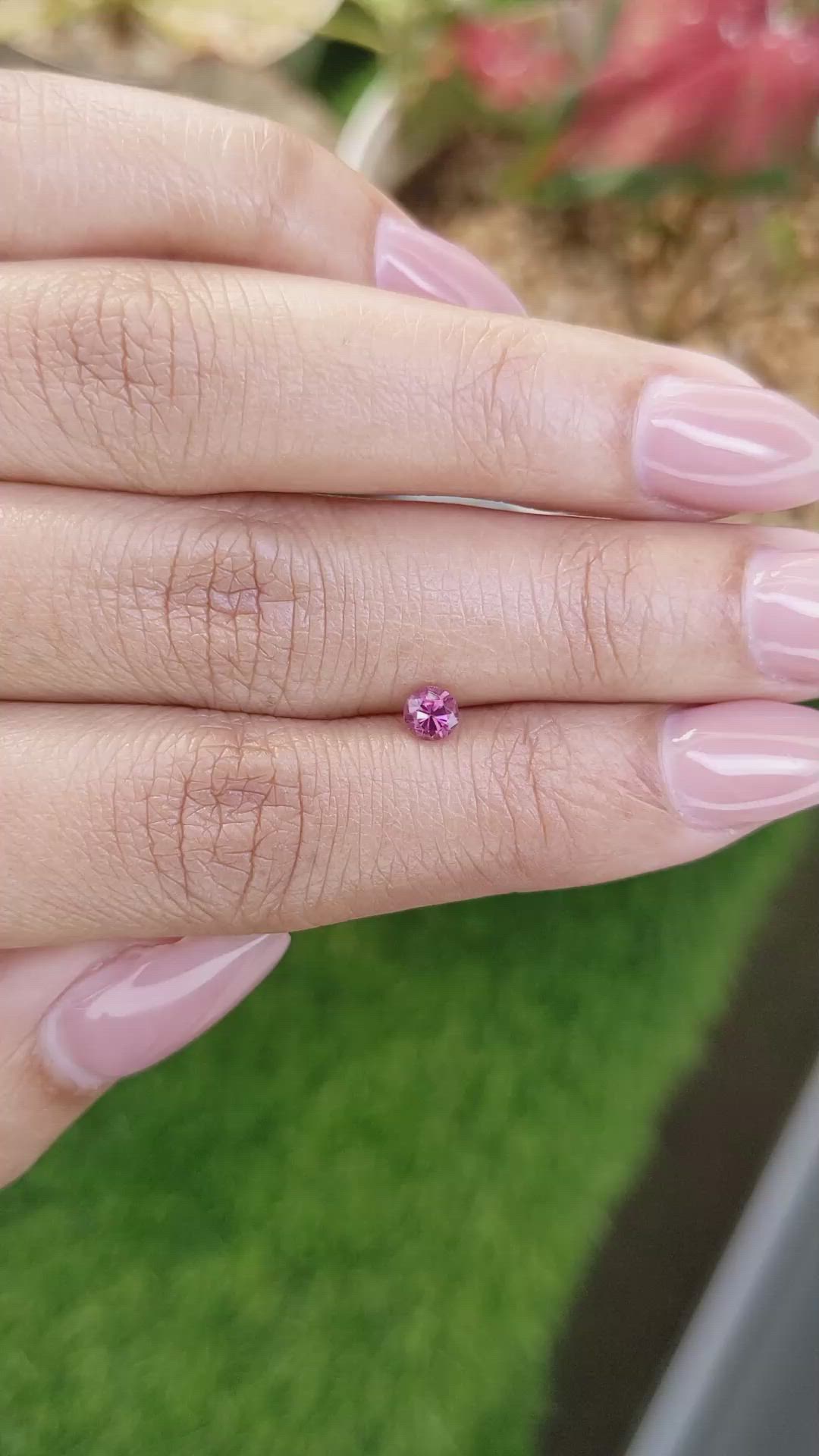 0.31 Ct. Purplish Pink Rhodolite Garnet from Ceylon (Sri Lanka) Size Video