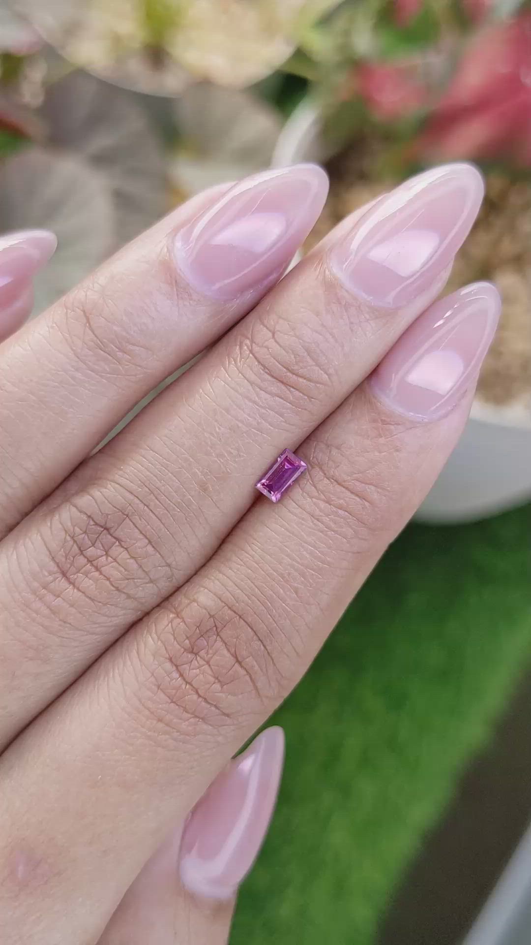 0.37 Ct. Pinkish Purple Rhodolite Garnet from Ceylon (Sri Lanka) Size Video