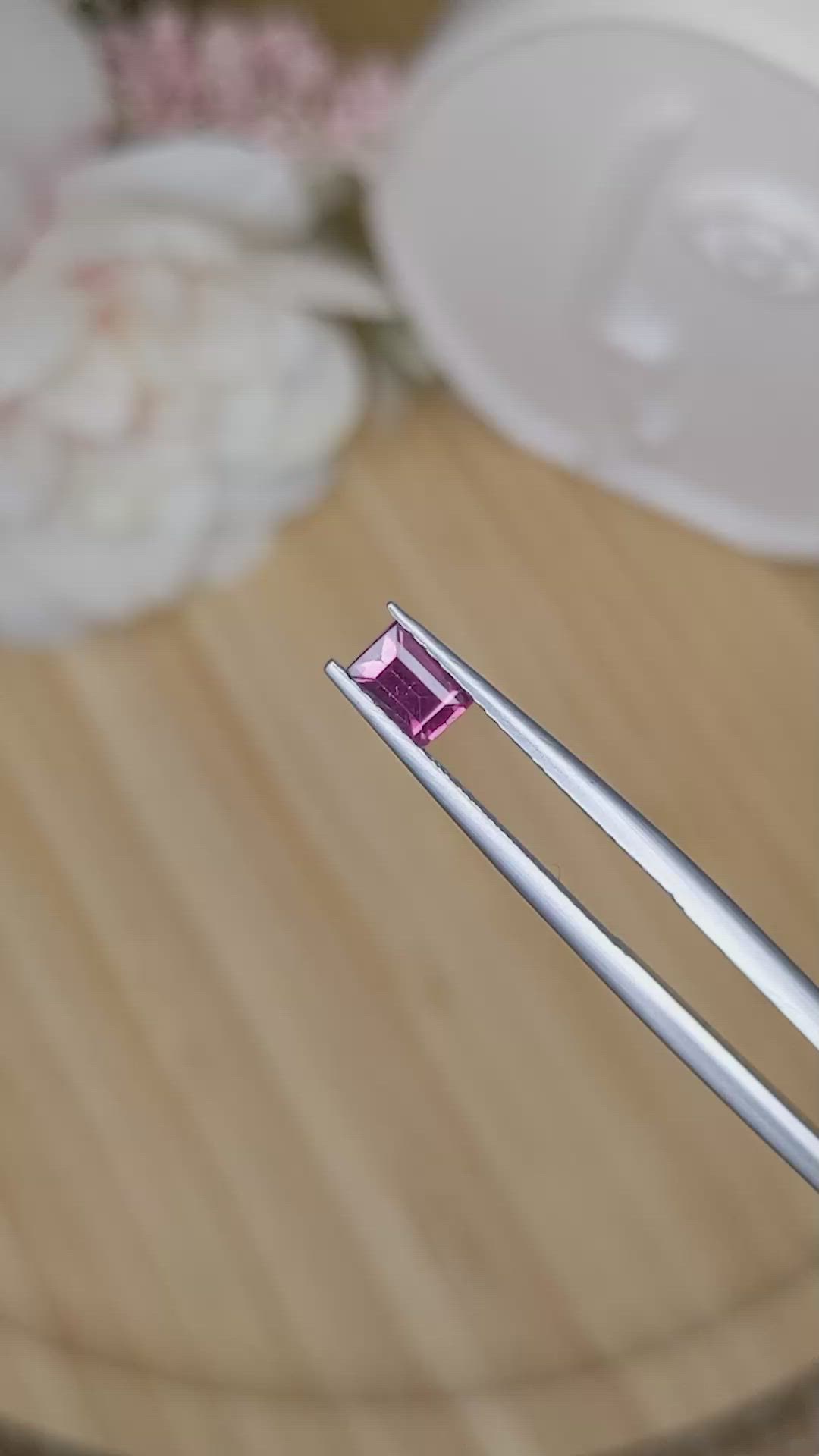 0.60 Ct. Purplish Pink Rhodolite Garnet from Ceylon (Sri Lanka) Size Video