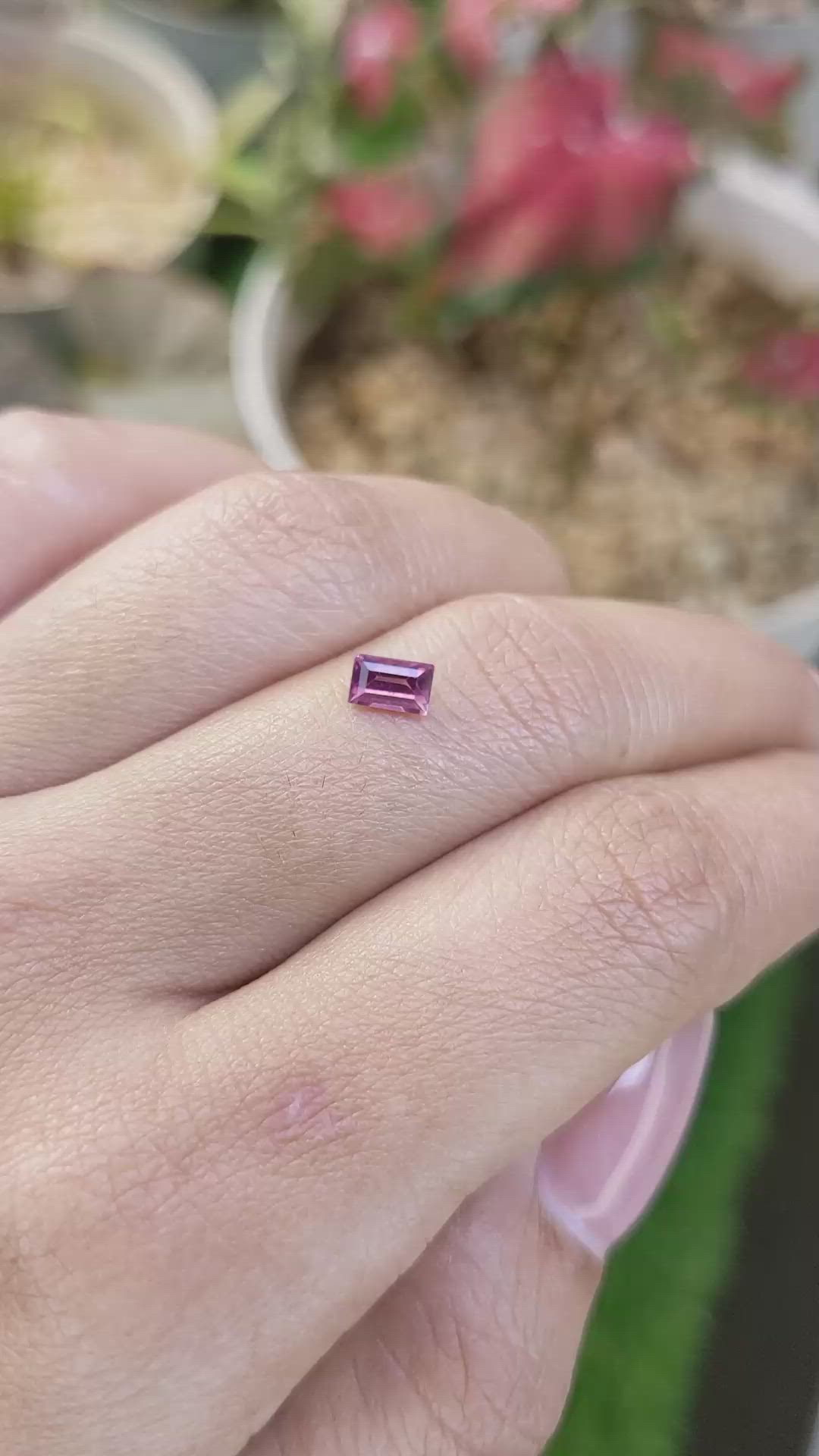 0.60 Ct. Purplish Pink Rhodolite Garnet from Ceylon (Sri Lanka) Size Video