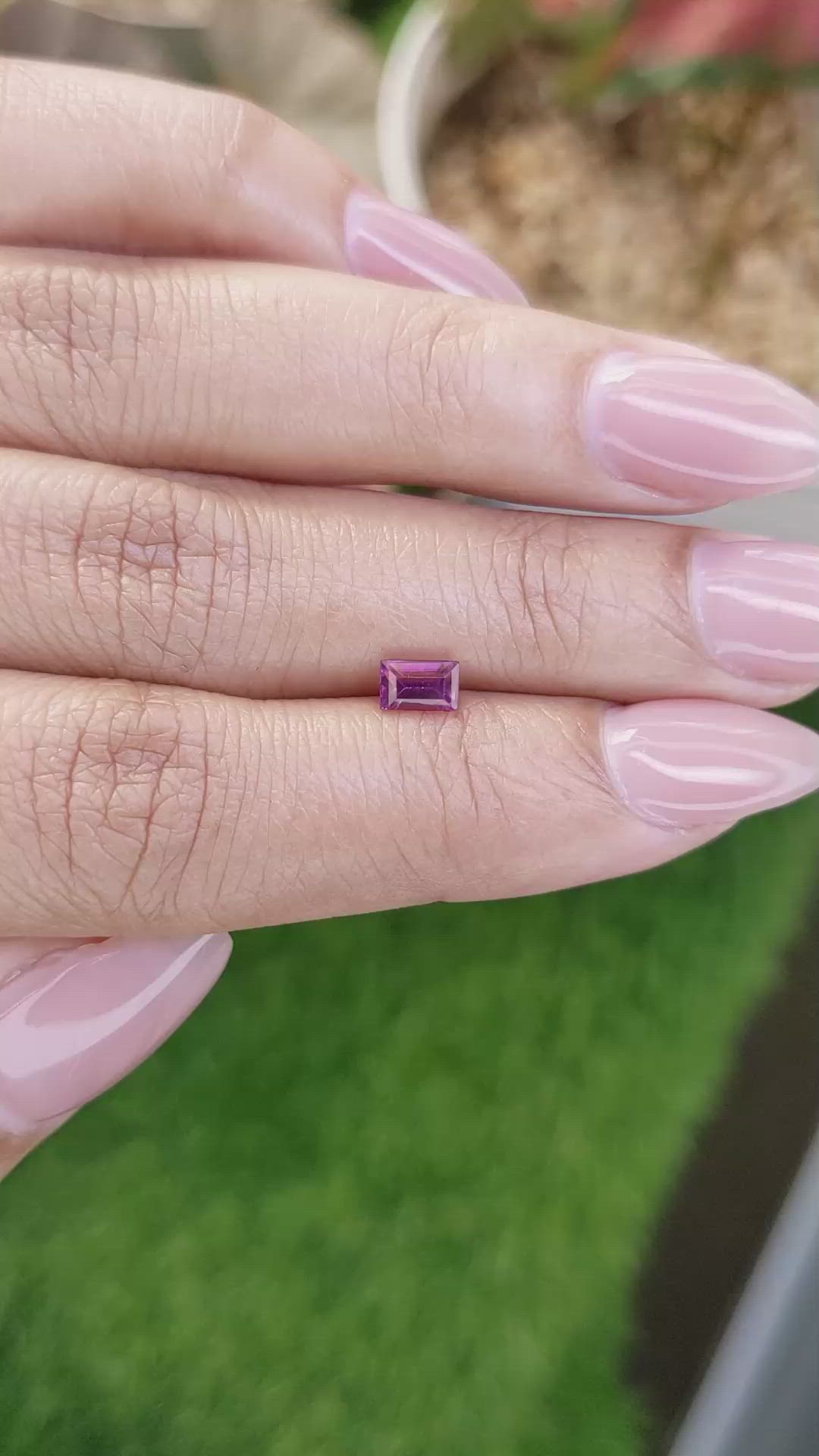 0.60 Ct. Purplish Pink Rhodolite Garnet from Ceylon (Sri Lanka) Size Video
