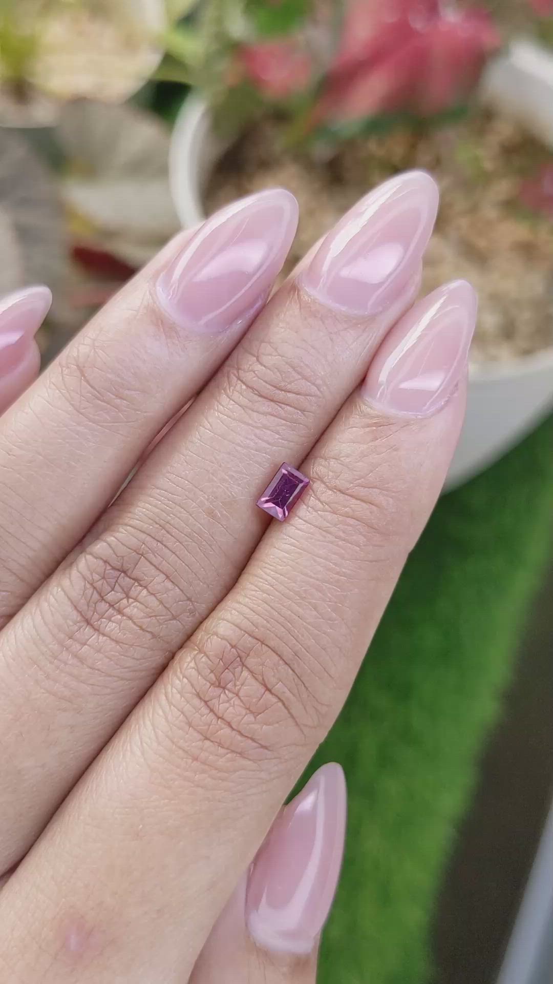 0.60 Ct. Purplish Pink Rhodolite Garnet from Ceylon (Sri Lanka) Size Video