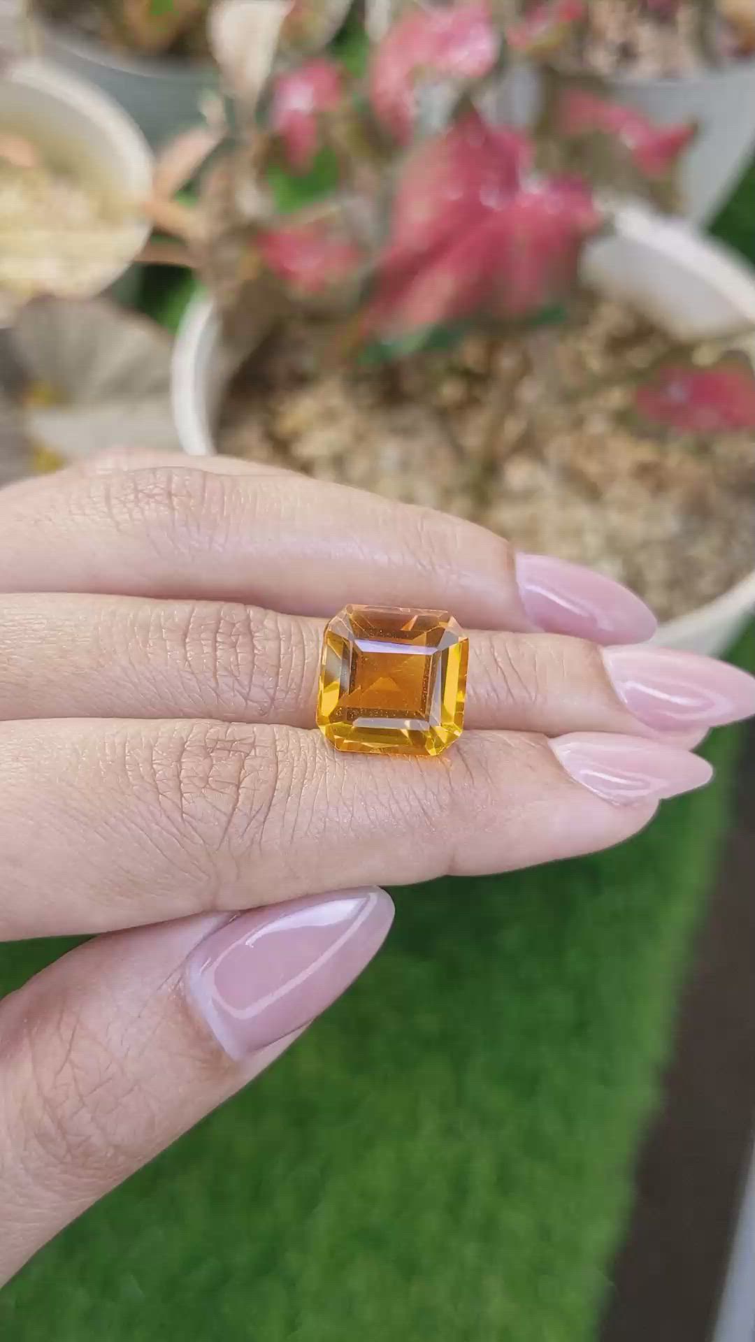 12.05 Ct. Yellowish Orange Citrine from Ceylon (Sri Lanka) Size Video